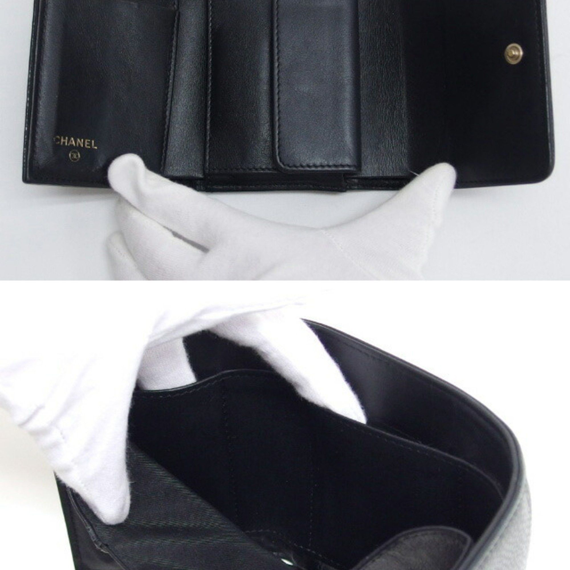 Chanel Chanel caviar skin tri-fold compact wallet black Size ONE SIZE - 4 Thumbnail