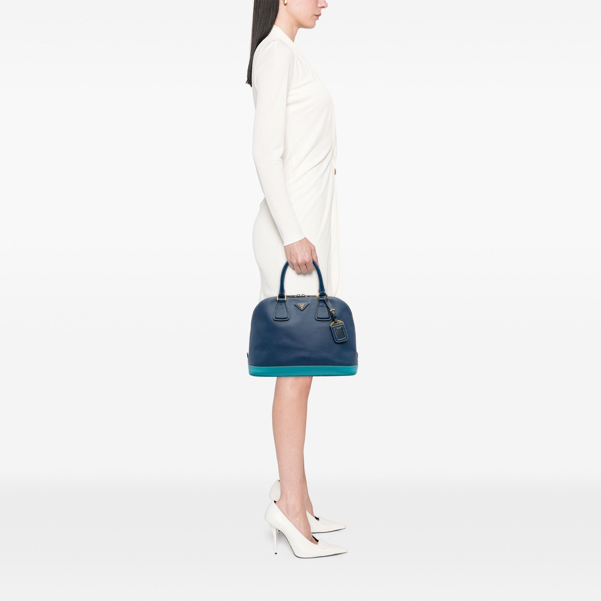Prada Prada Bicolor Saffiano Lux Promenade Dome Handbag Size ONE SIZE - 12 Thumbnail