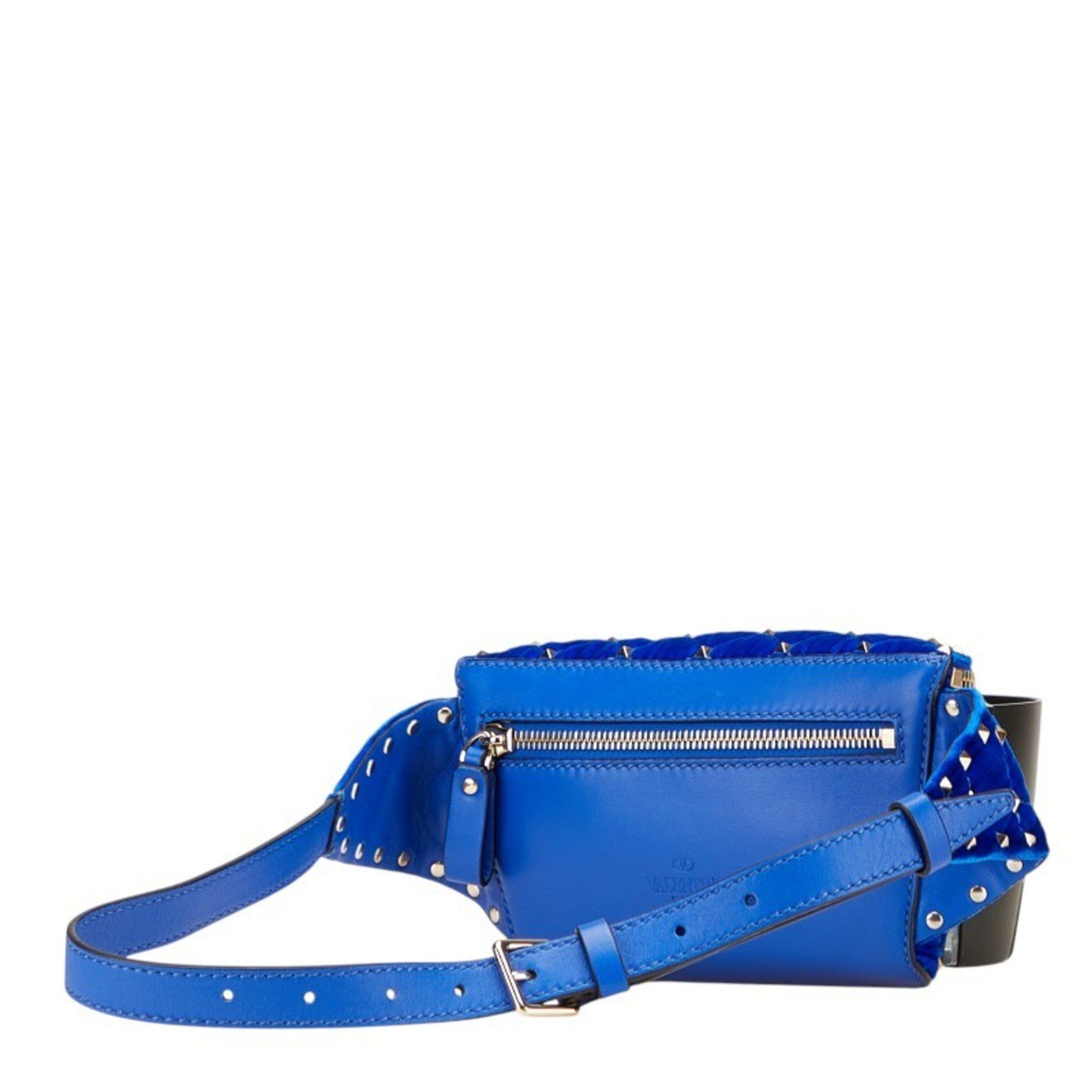 Valentino Valentino Rockstud Waist Bag in Blue Velvet and Leather for Women Size ONE SIZE - 2 Thumbnail