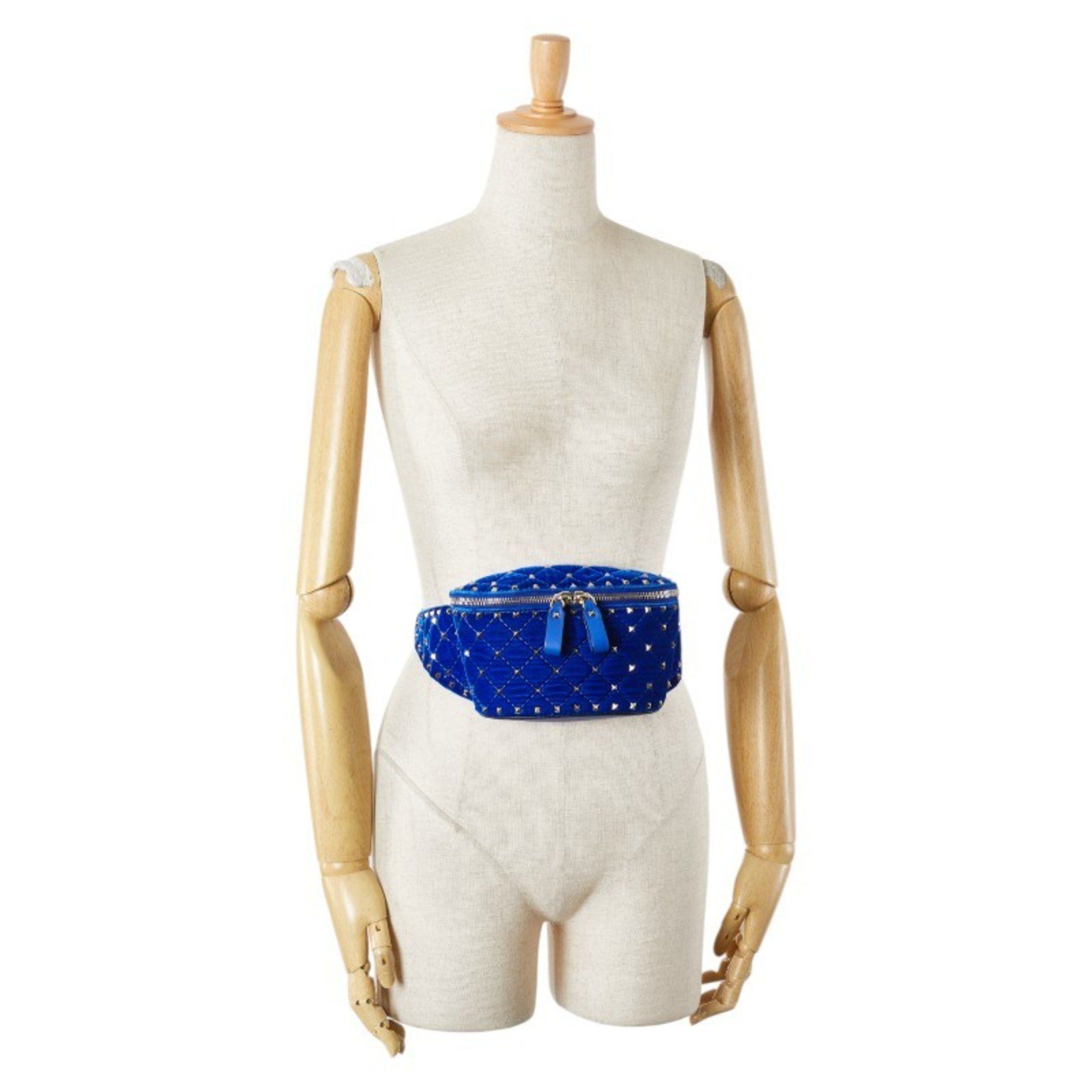 Valentino Valentino Rockstud Waist Bag in Blue Velvet and Leather for Women Size ONE SIZE - 10 Thumbnail