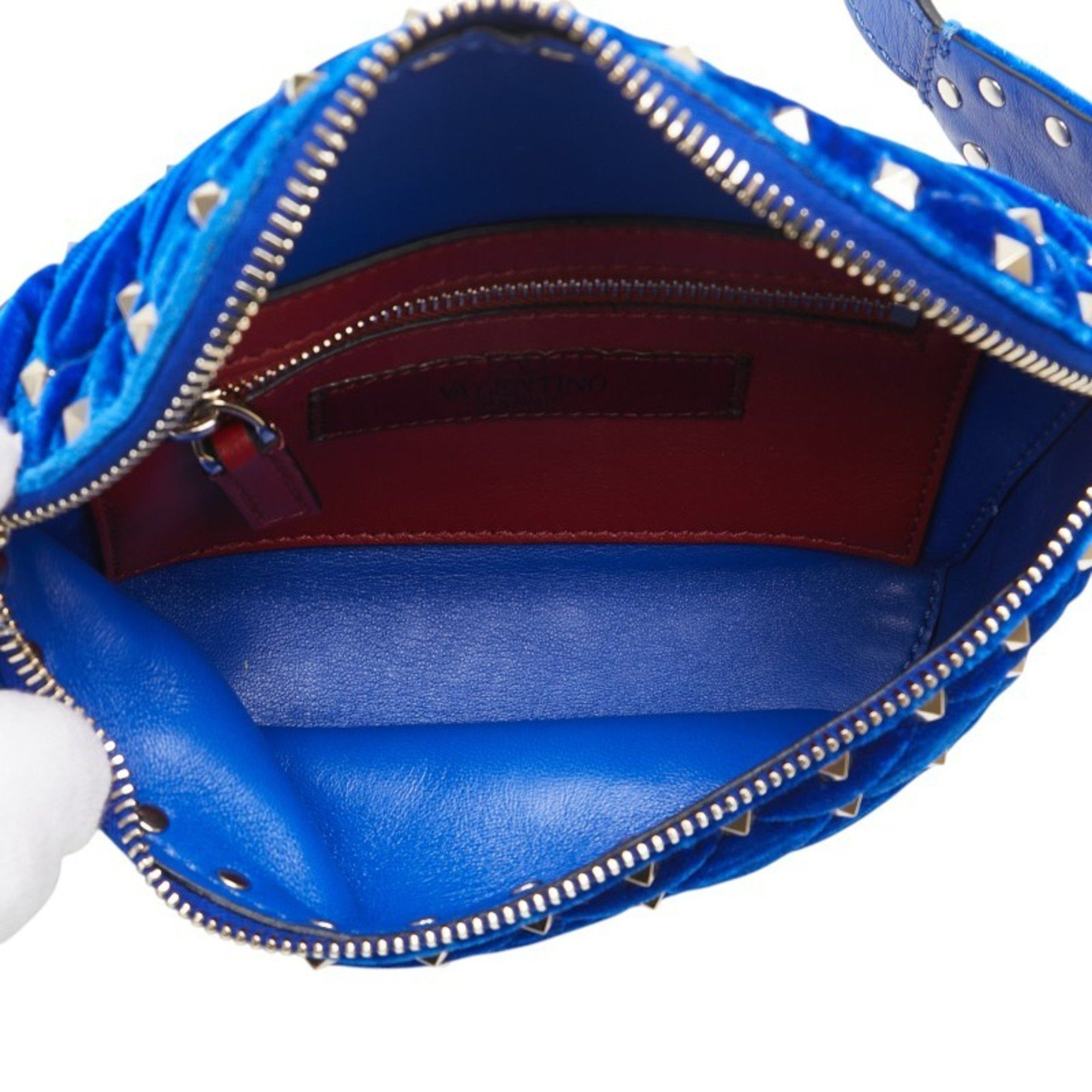 Valentino Valentino Rockstud Waist Bag in Blue Velvet and Leather for Women Size ONE SIZE - 5 Thumbnail