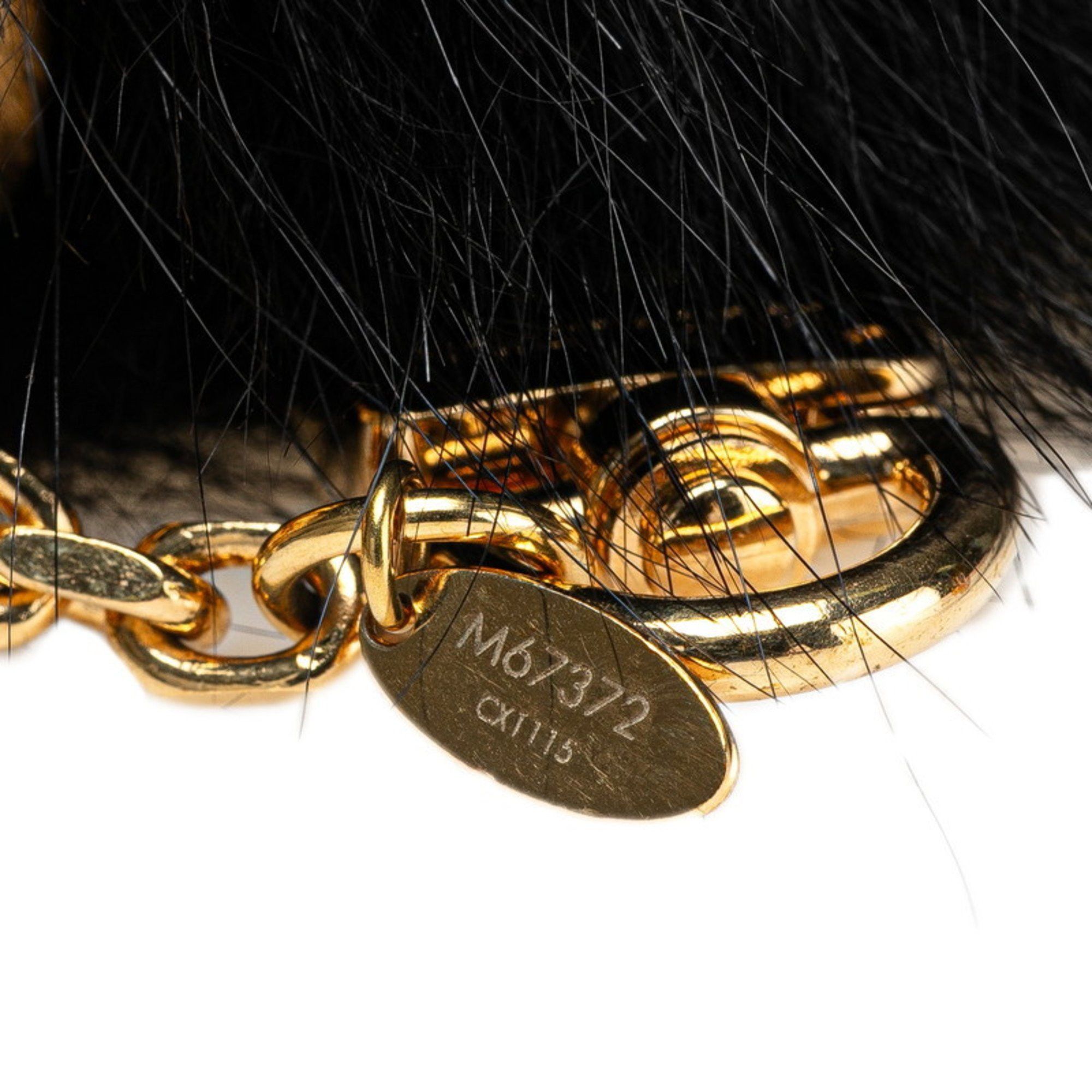 Louis Vuitton Louis Vuitton Fuzzy Bubble Fur Bag Charm Keychain M67372 Black with Gold Hardware, Women's LOUIS VUITTON Size ONE SIZE - 4 Thumbnail