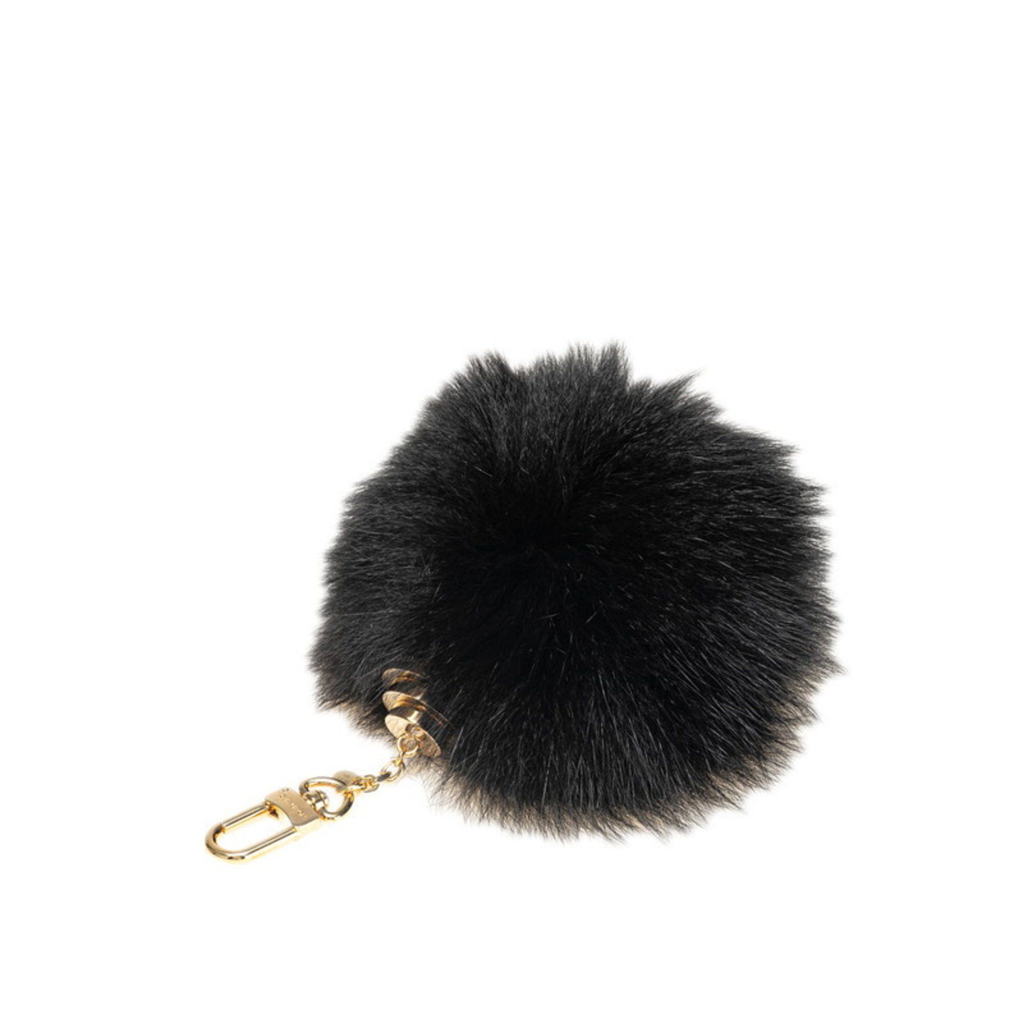 Louis Vuitton Louis Vuitton Fuzzy Bubble Fur Bag Charm Keychain M67372 Black with Gold Hardware, Women's LOUIS VUITTON Size ONE SIZE - 2 Thumbnail