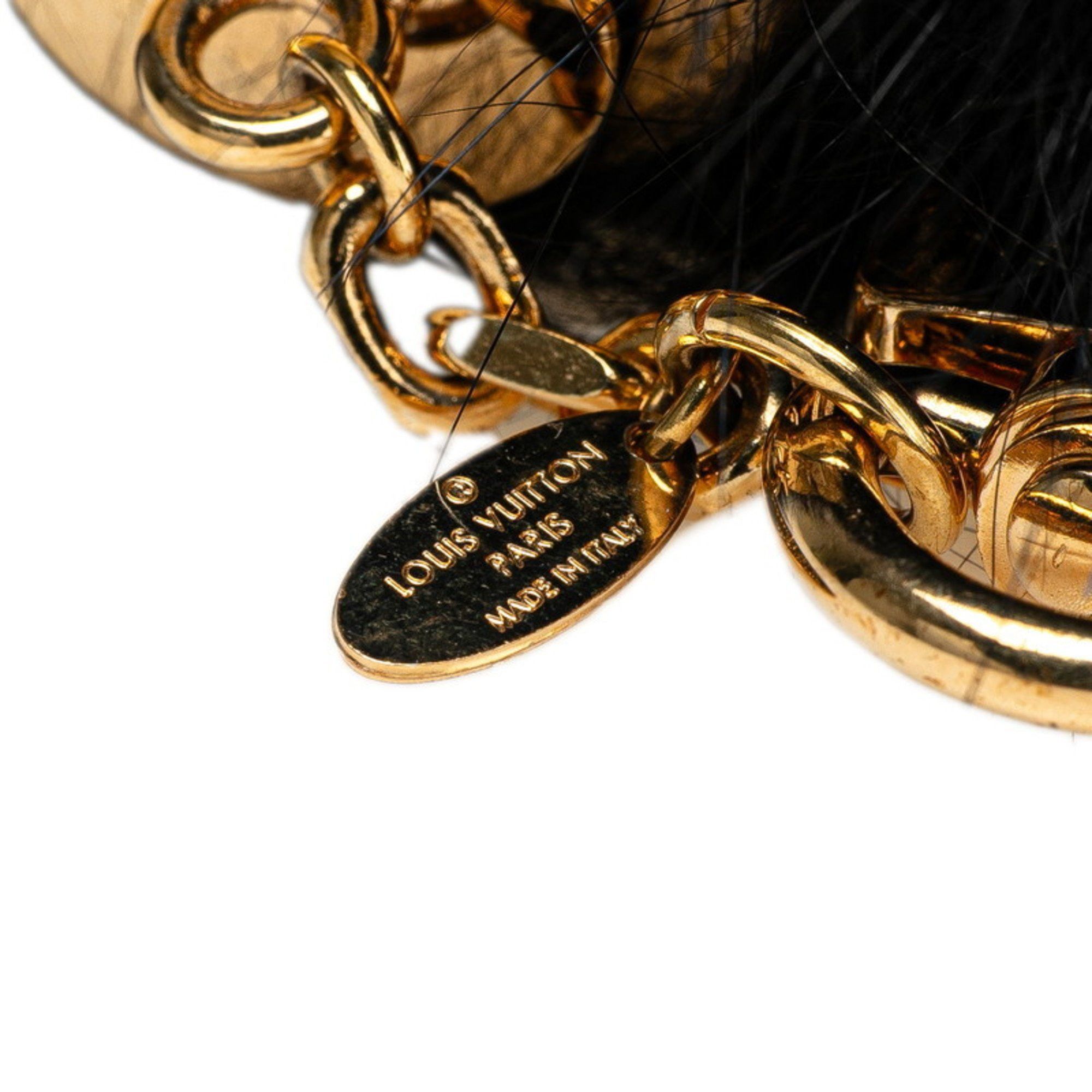 Louis Vuitton Louis Vuitton Fuzzy Bubble Fur Bag Charm Keychain M67372 Black with Gold Hardware, Women's LOUIS VUITTON Size ONE SIZE - 3 Thumbnail