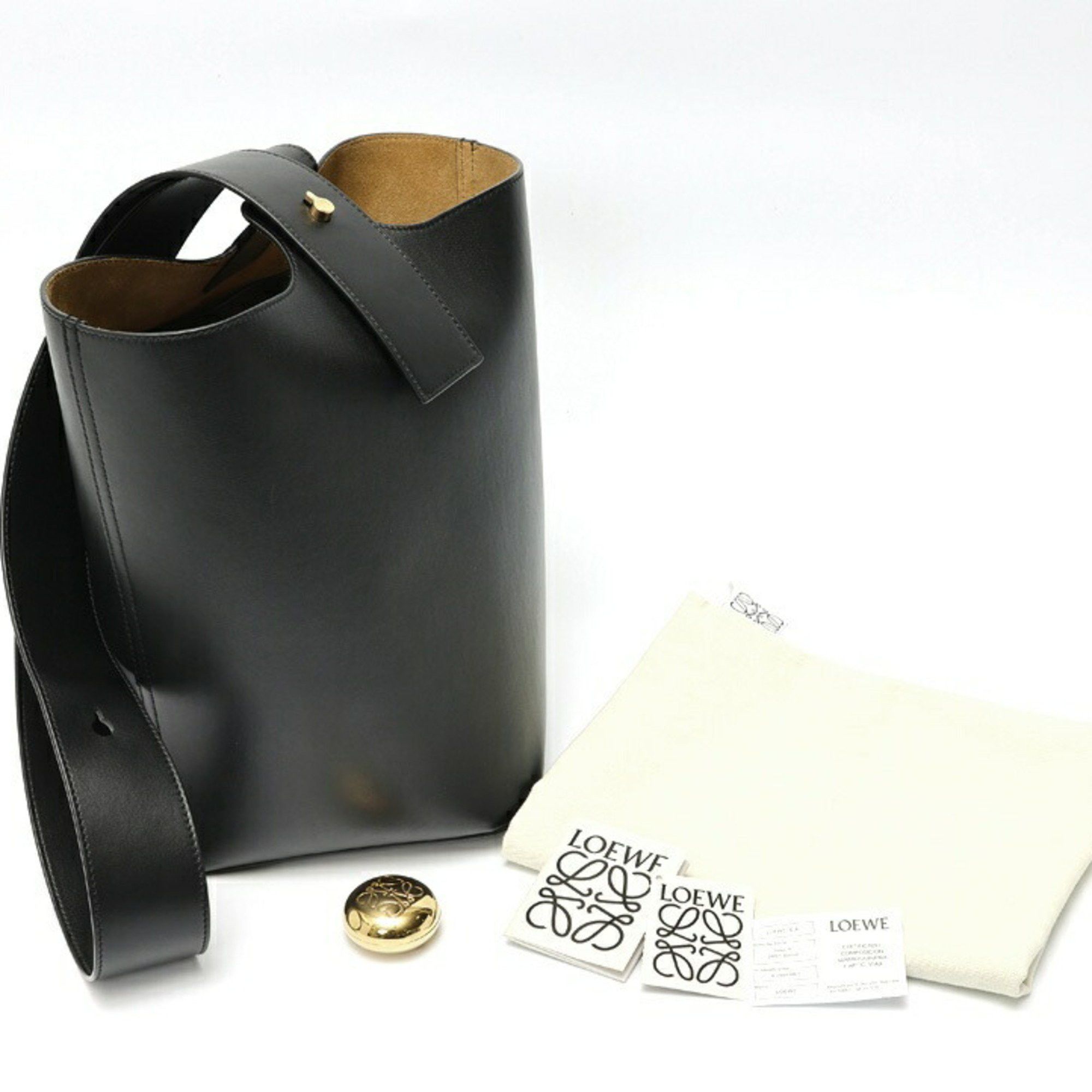 Loewe LOEWE Pebble Bucket Bag Medium Shoulder AANBBBWX01 Smooth Calf Leather Black S-158685 Size ONE SIZE - 7 Thumbnail