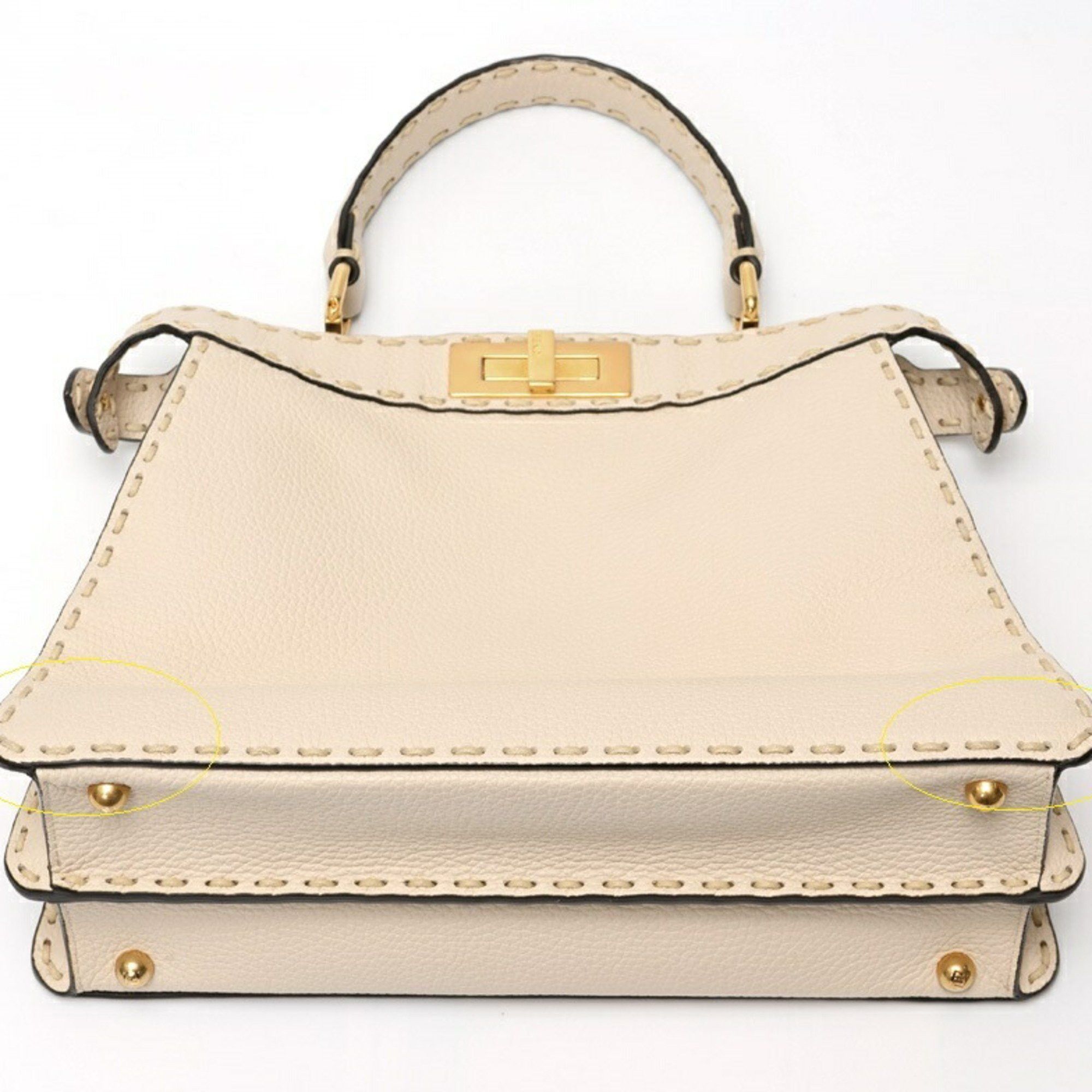FENDI Peekaboo I See You Medium Bag 8BN321 Selleria Leather Ivory K-158715