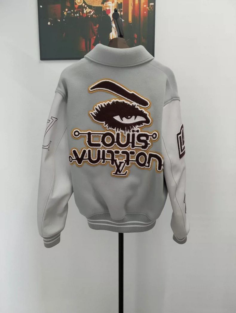 Louis Vuitton Louis Vuitton Gray Varsity Jacket Size US M / EU 48-50 / 2 - 2 Thumbnail