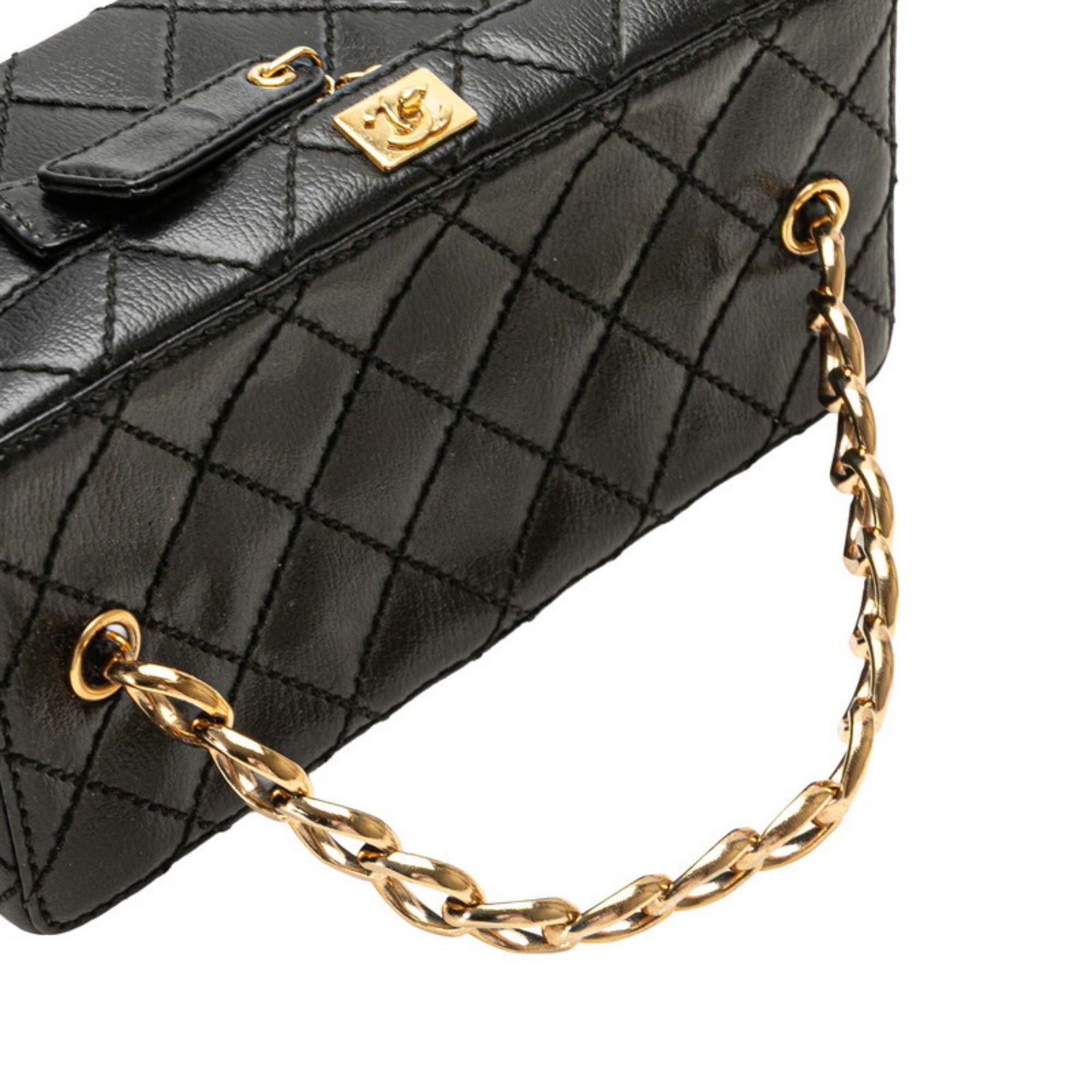 Chanel CHANEL Matelasse Coco Mark Chain Vanity Bag in Black Leather for Women Size ONE SIZE - 4 Thumbnail