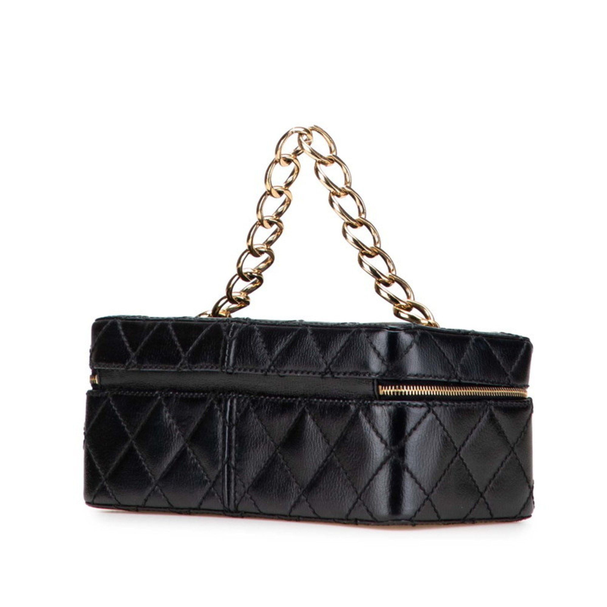 Chanel CHANEL Matelasse Coco Mark Chain Vanity Bag in Black Leather for Women Size ONE SIZE - 2 Thumbnail