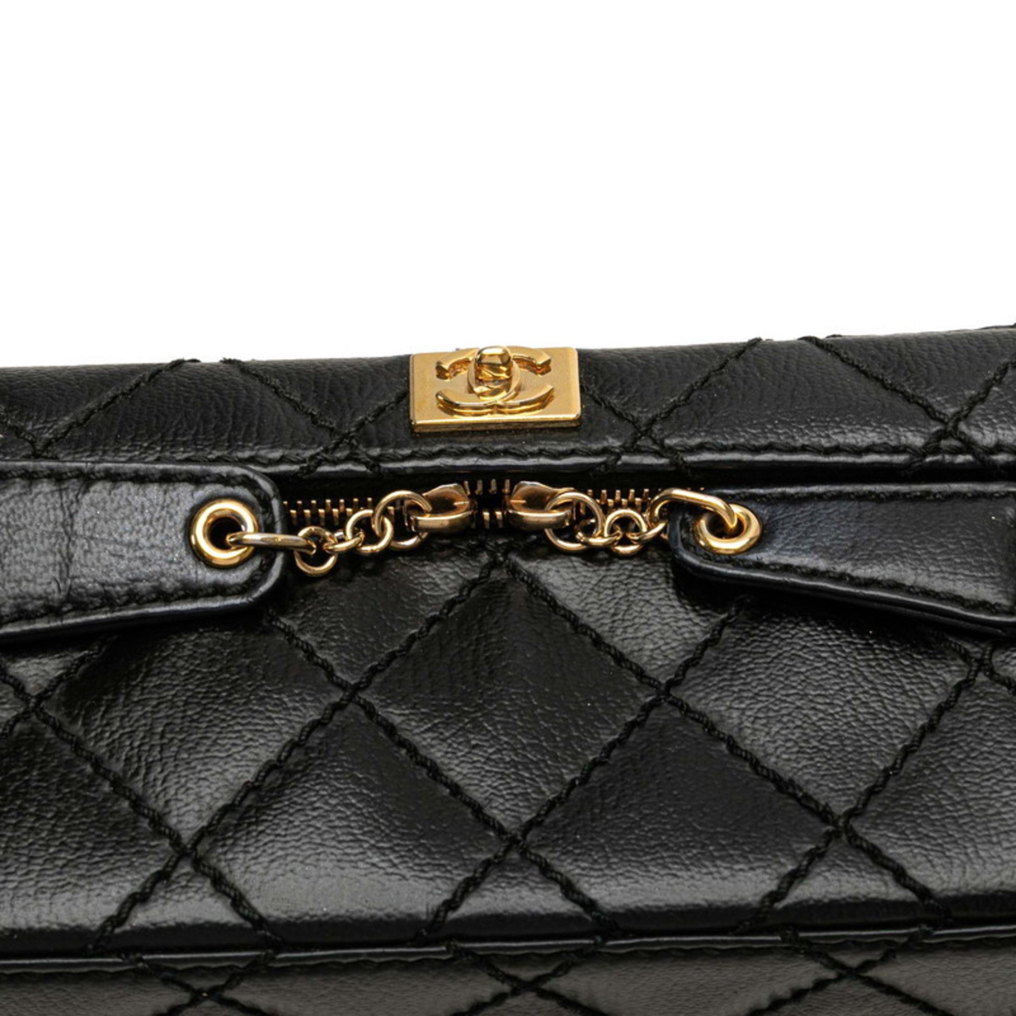 Chanel CHANEL Matelasse Coco Mark Chain Vanity Bag in Black Leather for Women Size ONE SIZE - 7 Thumbnail