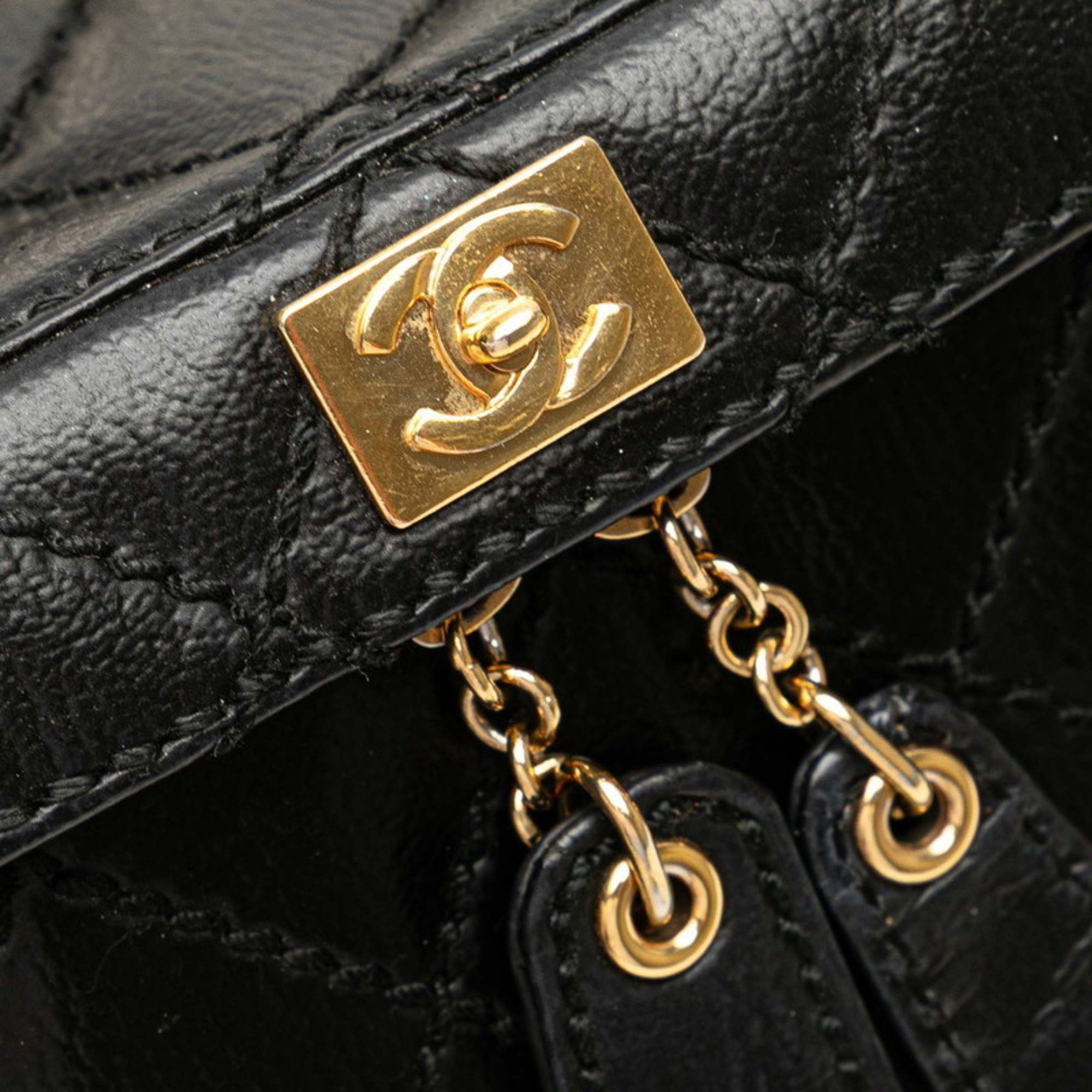 Chanel CHANEL Matelasse Coco Mark Chain Vanity Bag in Black Leather for Women Size ONE SIZE - 6 Thumbnail