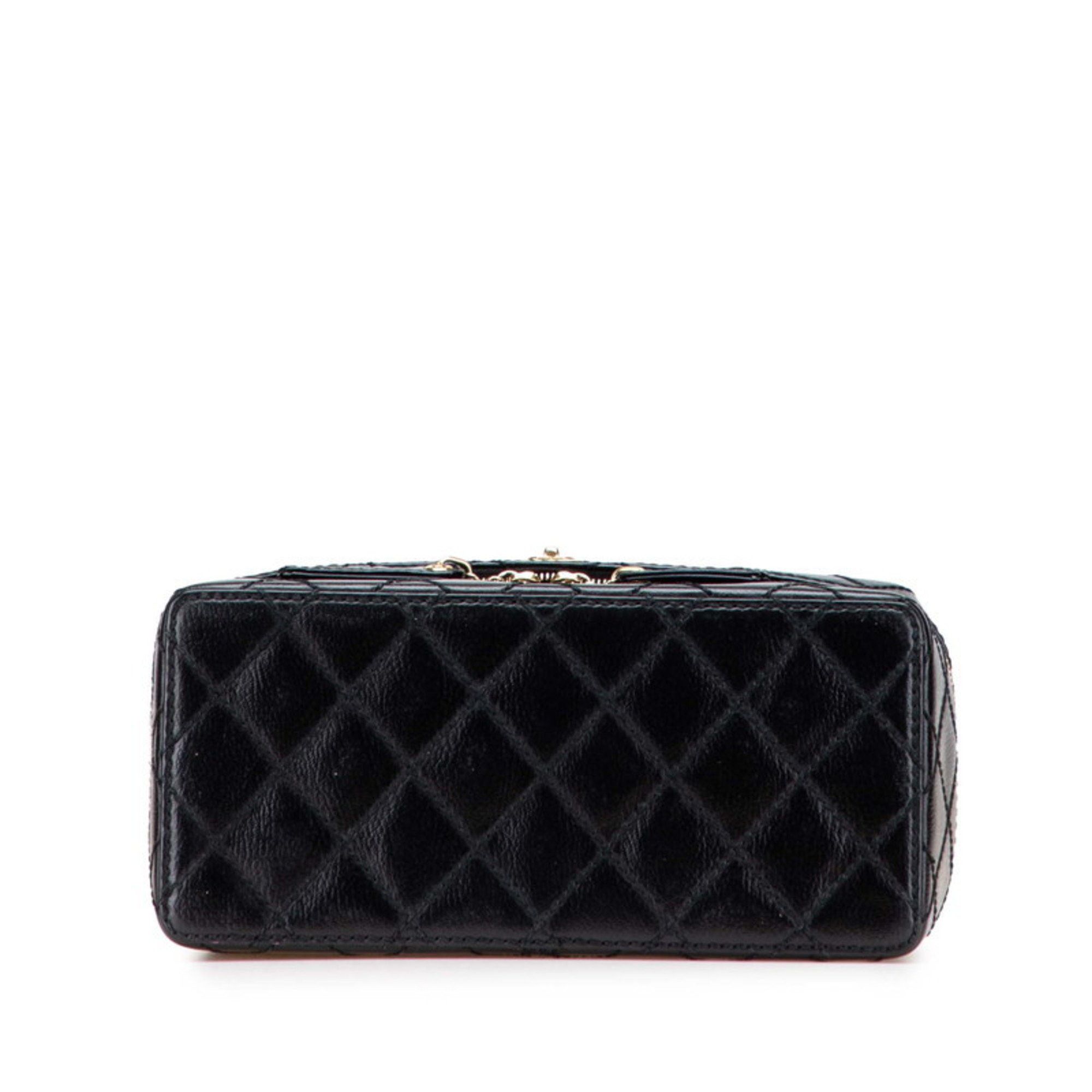 Chanel CHANEL Matelasse Coco Mark Chain Vanity Bag in Black Leather for Women Size ONE SIZE - 3 Thumbnail