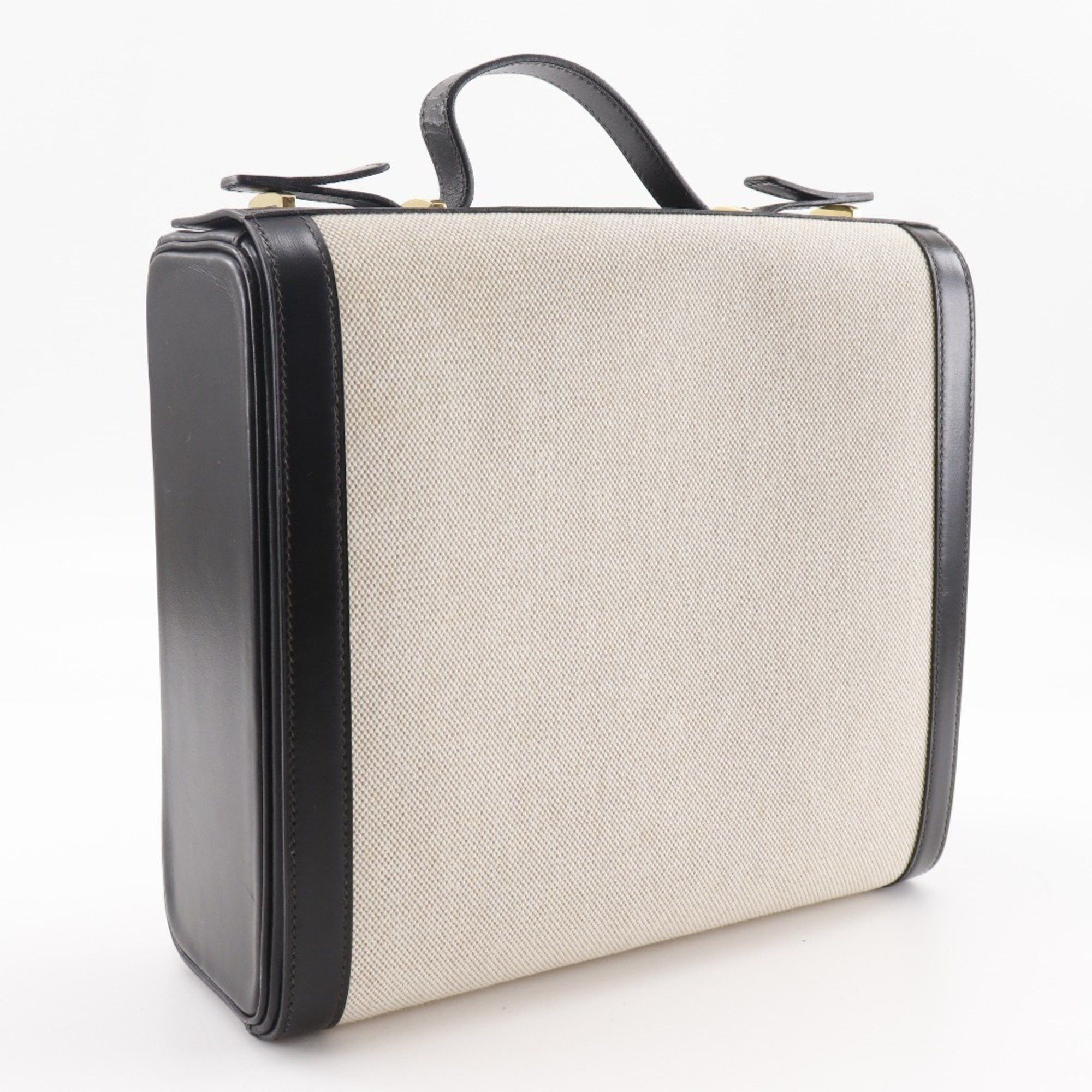 Hermes Hermes Hermès Vanity Handbag Travel Case in Calfskin, 1994, Black/Beige, with Belt Clasp, Unisex Size ONE SIZE - 3 Thumbnail