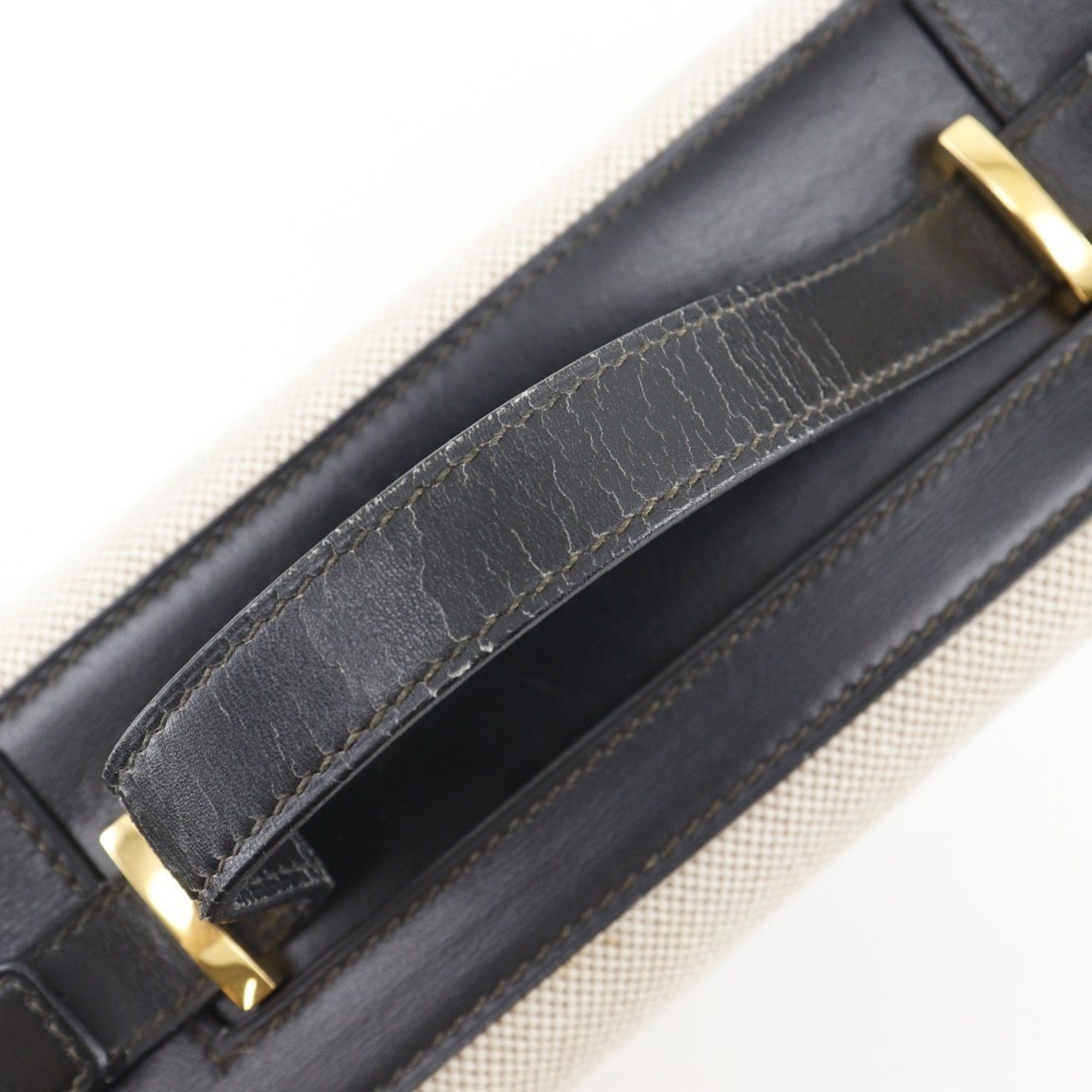 Hermes Hermes Hermès Vanity Handbag Travel Case in Calfskin, 1994, Black/Beige, with Belt Clasp, Unisex Size ONE SIZE - 5 Thumbnail