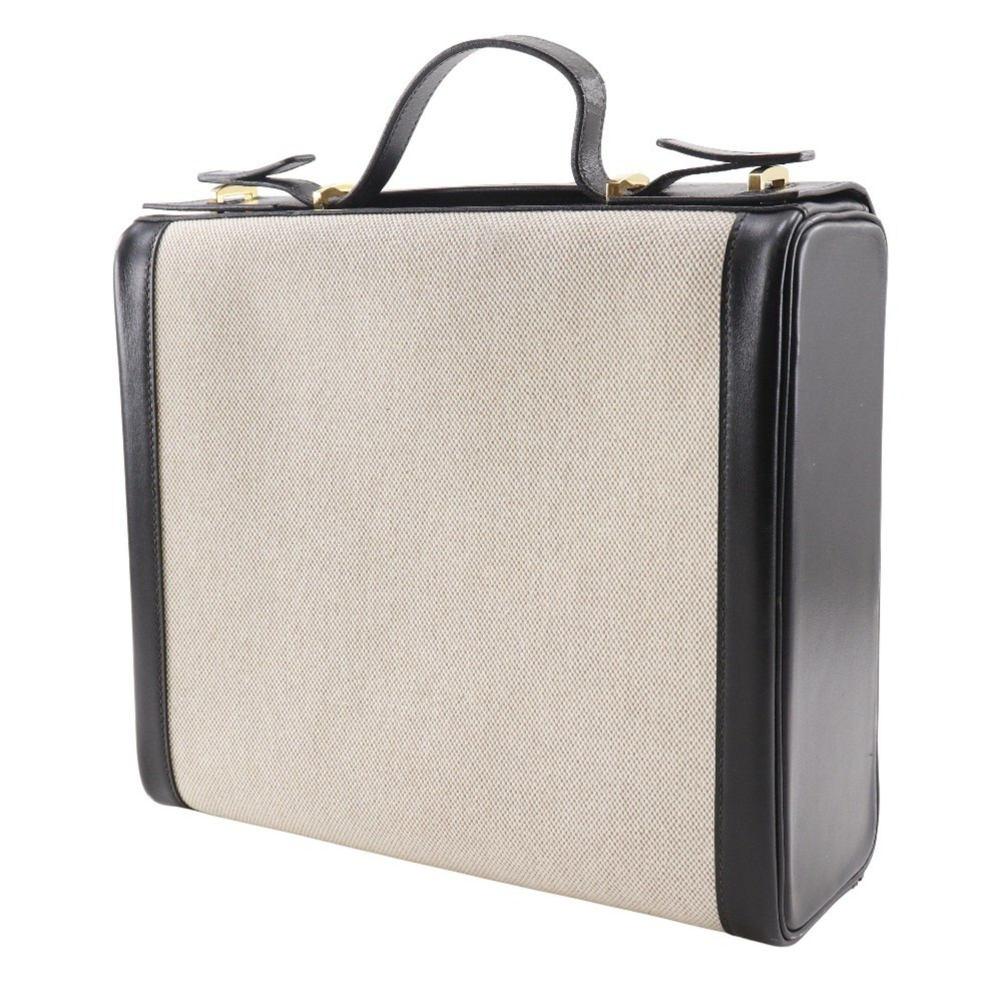 Hermes Hermes Hermès Vanity Handbag Travel Case in Calfskin, 1994, Black/Beige, with Belt Clasp, Unisex Size ONE SIZE - 2 Thumbnail
