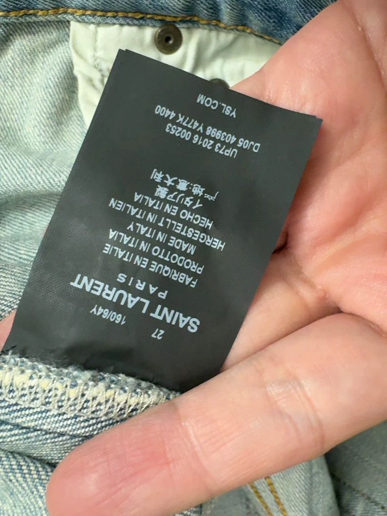 Yves Saint Laurent YSL Distressed Washed Denim Jeans Size US 27 - 9 Thumbnail