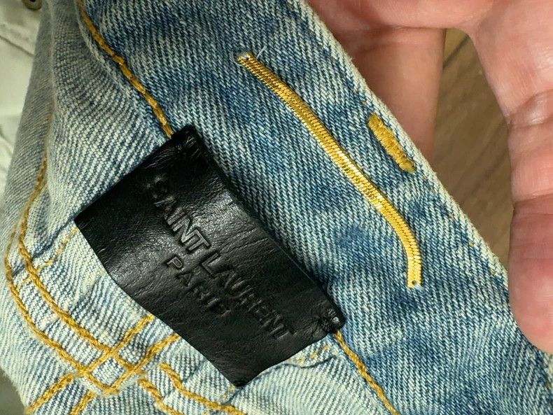 Yves Saint Laurent YSL Distressed Washed Denim Jeans Size US 27 - 8 Thumbnail