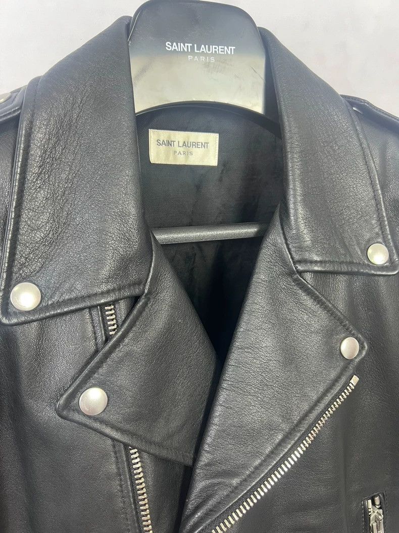 Saint Laurent Paris Saint Laurent Black Leather Biker Jacket Size US L / EU 52-54 / 3 - 3 Thumbnail