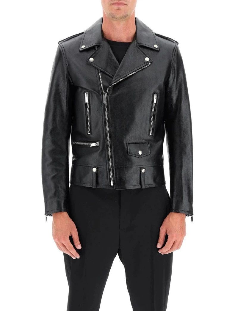 Saint Laurent Paris Saint Laurent Black Leather Biker Jacket Size US L / EU 52-54 / 3 - 8 Thumbnail