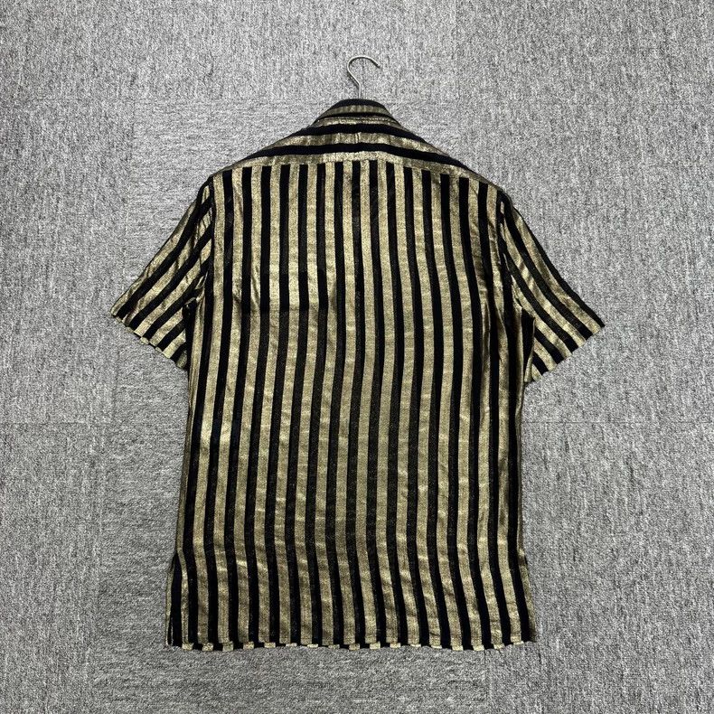 Saint Laurent Paris SLP Black Gold Striped Silk Short Sleeve Shirt Size US M / EU 48-50 / 2 - 5 Thumbnail
