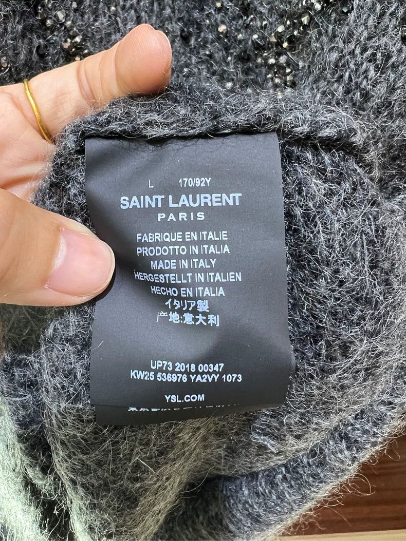 Yves Saint Laurent YSL Rhinestone-Embellished Gray Sweater Size US L / EU 52-54 / 3 - 3 Thumbnail