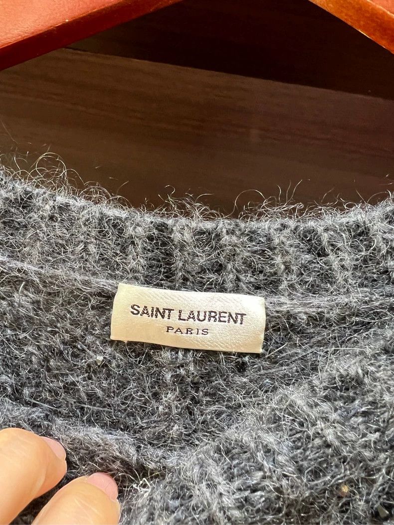 Yves Saint Laurent YSL Rhinestone-Embellished Gray Sweater Size US L / EU 52-54 / 3 - 2 Thumbnail