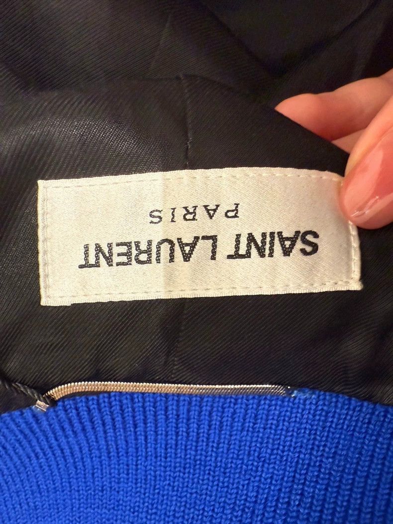 Saint Laurent Paris Saint Laurent Blue Varsity Bomber Jacket Size US M / EU 48-50 / 2 - 3 Thumbnail
