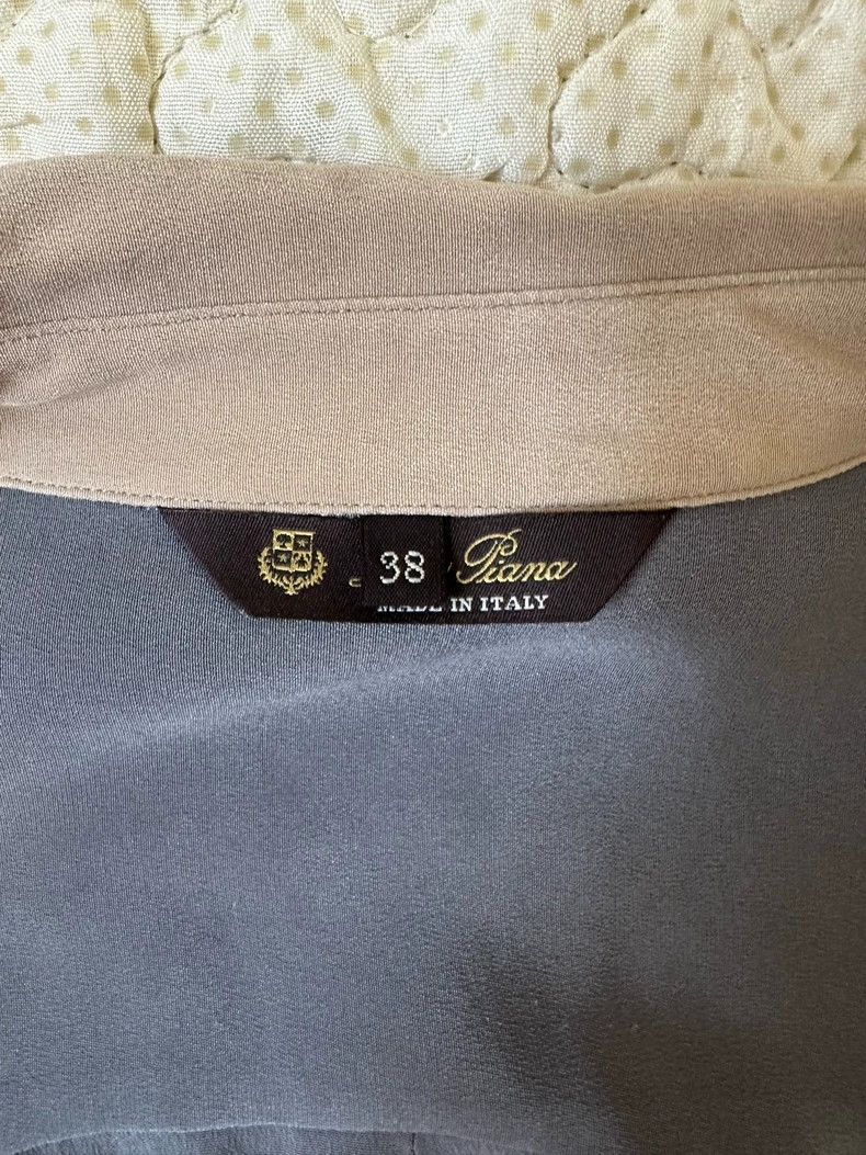 Loro Piana Loro Piana Silk Beige Blue Shirt Size US S / EU 44-46 / 1 - 3 Thumbnail