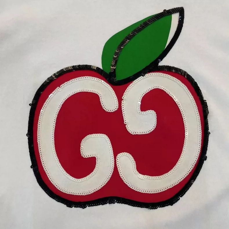Gucci Gucci White Apple Logo Short Sleeve T-Shirt Size US L / EU 52-54 / 3 - 7 Thumbnail