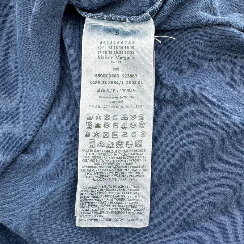 Maison Margiela Maison Margiela Blue Distressed Logo T-shirt Size US S / EU 44-46 / 1 - 8 Thumbnail