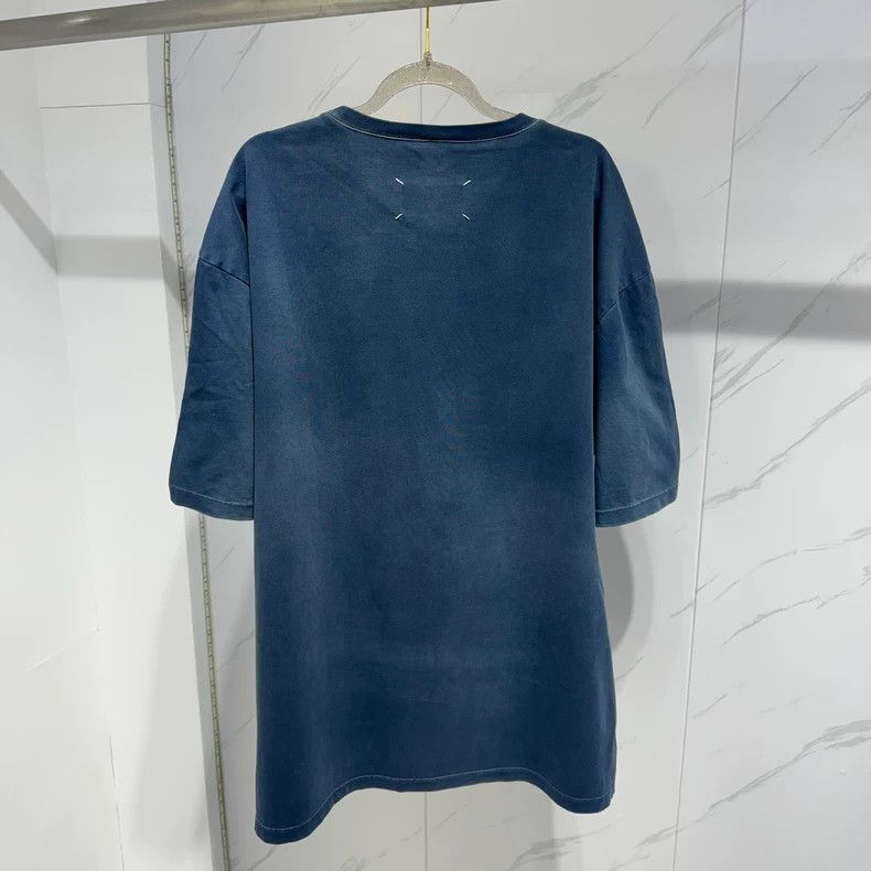 Maison Margiela Maison Margiela Blue Distressed Logo T-shirt Size US S / EU 44-46 / 1 - 2 Thumbnail