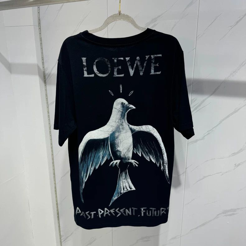 Loewe LOEWE Black Dove Print Short-Sleeve Top Size US M / EU 48-50 / 2 - 2 Thumbnail