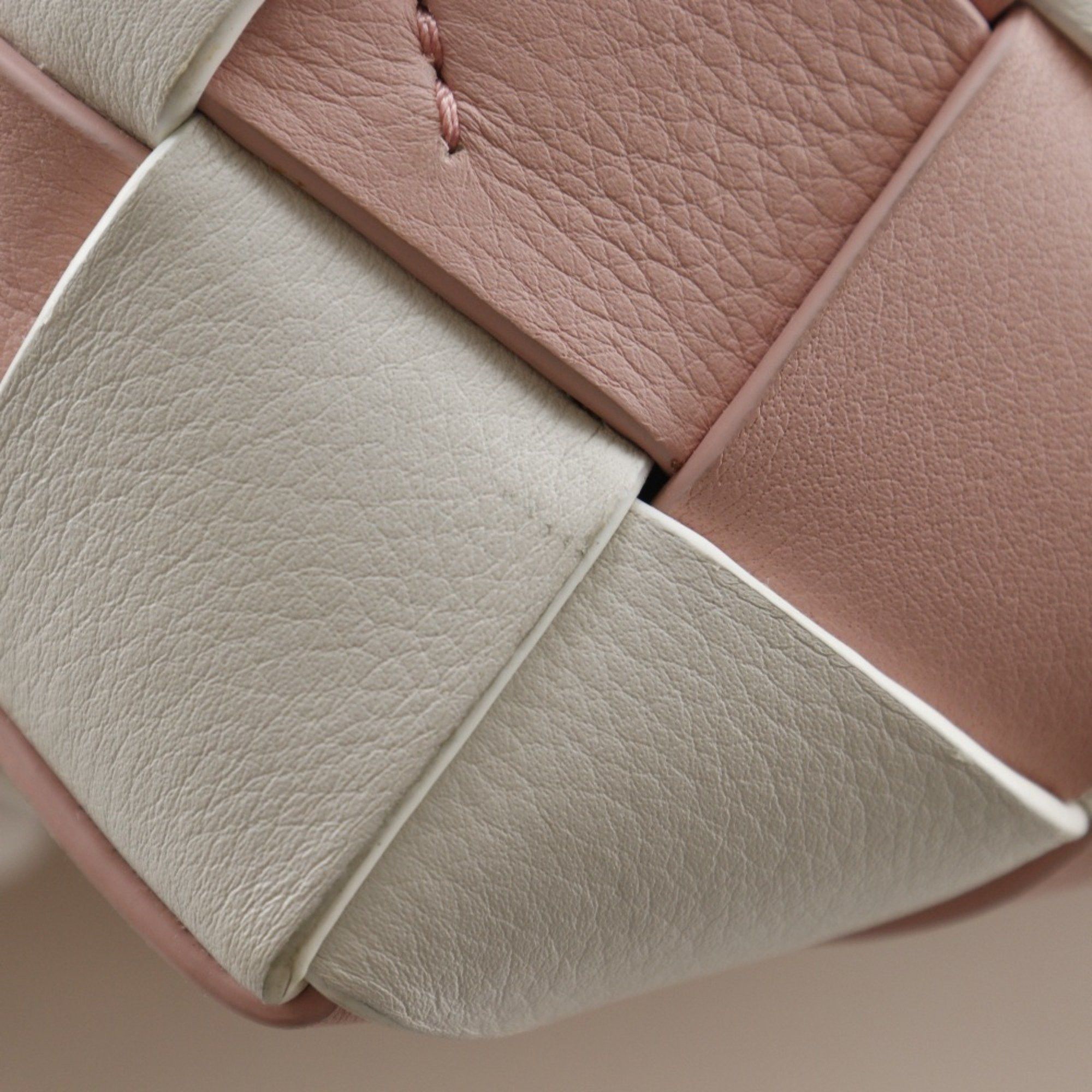 Loewe LOEWE Woven Basket Small Handbag in Calfskin, Pink/White, 2-Way, Women's Size ONE SIZE - 9 Thumbnail