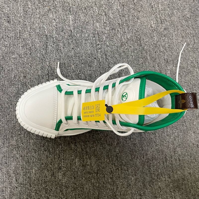 Louis Vuitton Louis Vuitton High-Top Sneakers in White and Green 0079 Size US 10 / EU 43 - 8 Thumbnail