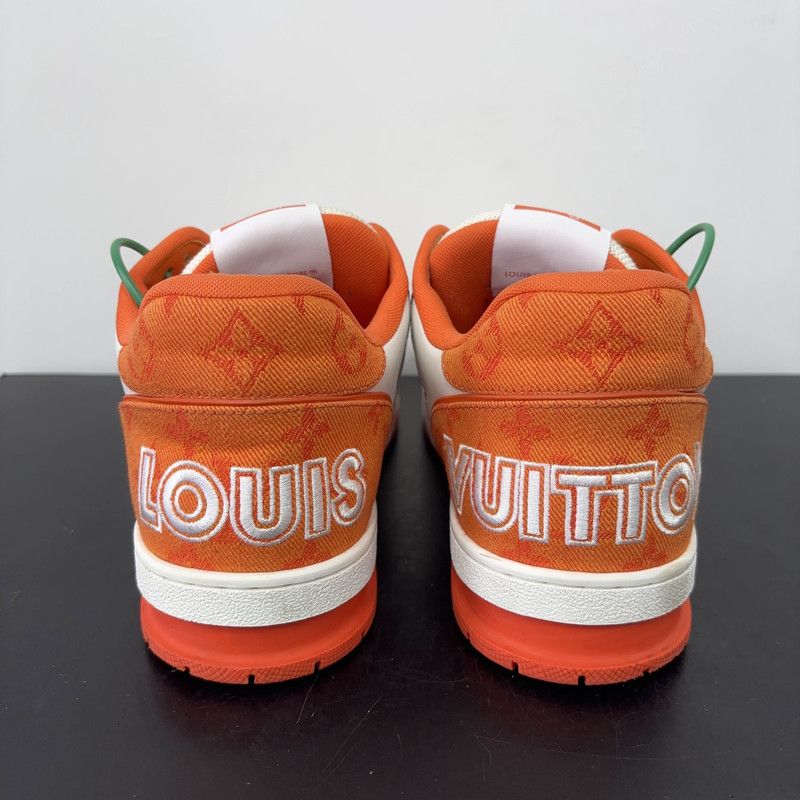 Louis Vuitton Louis Vuitton Trainer Low-Top Sneakers in White and Orange 0079 Size US 10 / EU 43 - 3 Thumbnail