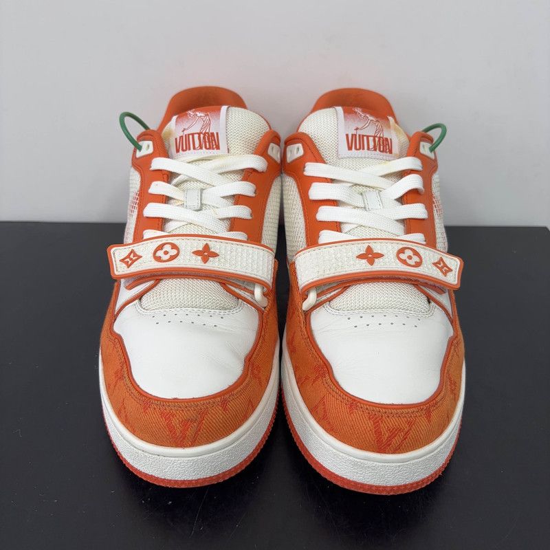 Louis Vuitton Louis Vuitton Trainer Low-Top Sneakers in White and Orange 0079 Size US 10 / EU 43 - 2 Thumbnail