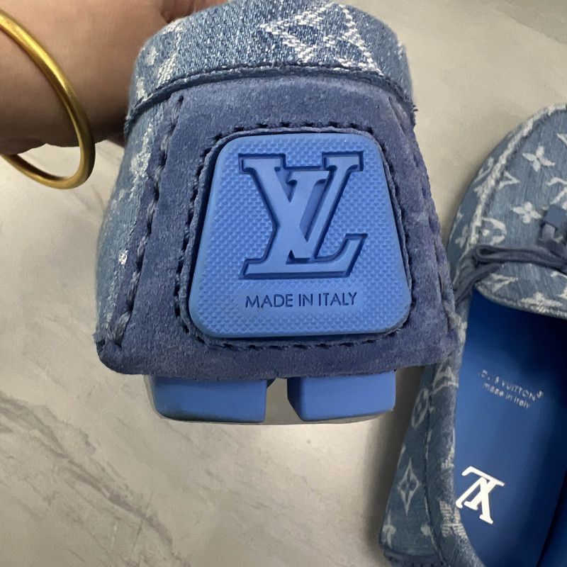 Louis Vuitton Louis Vuitton Blue Denim Driver Moccasins for Men 0079 Size US 15 / EU 48 - 6 Thumbnail