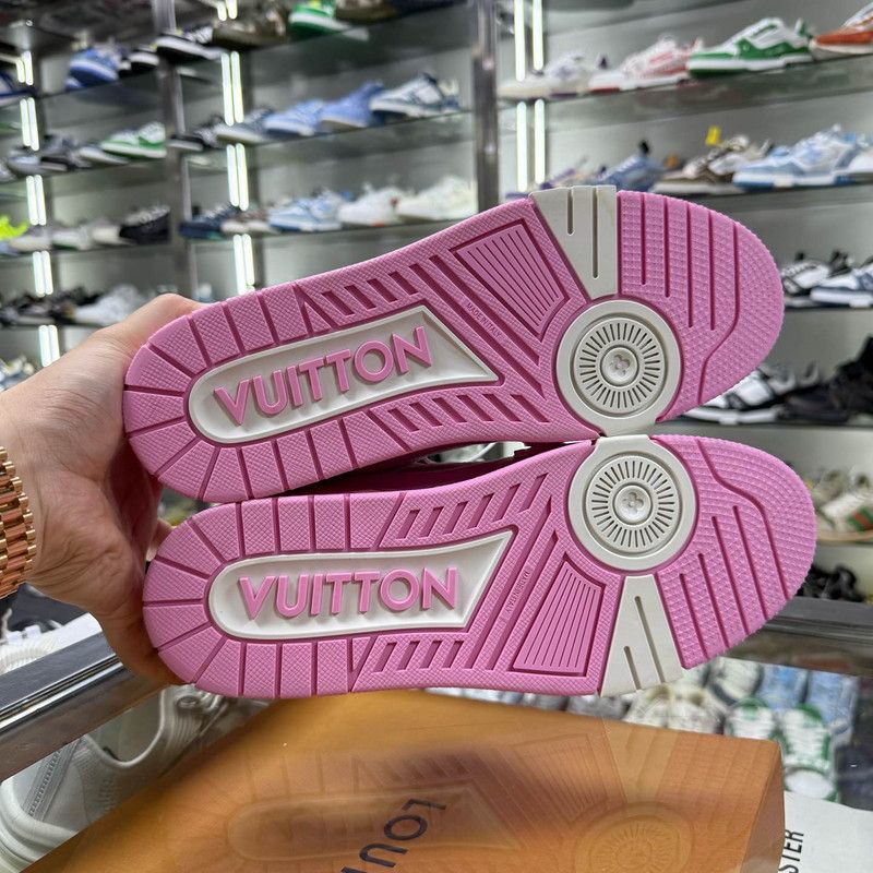 Louis Vuitton Louis Vuitton Pink Canvas Low-Top Trainers 0079 Size US 10 / EU 43 - 4 Thumbnail
