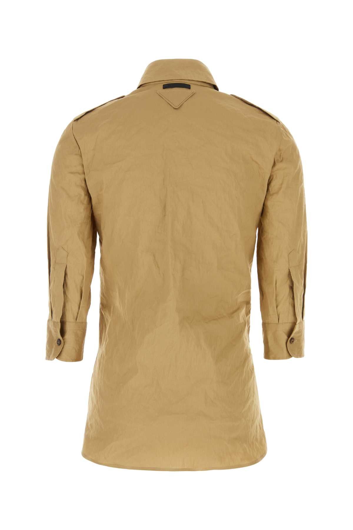 Prada Camel Stretch Poplin Shirt Size S / US 4 / IT 40 - 2 Thumbnail