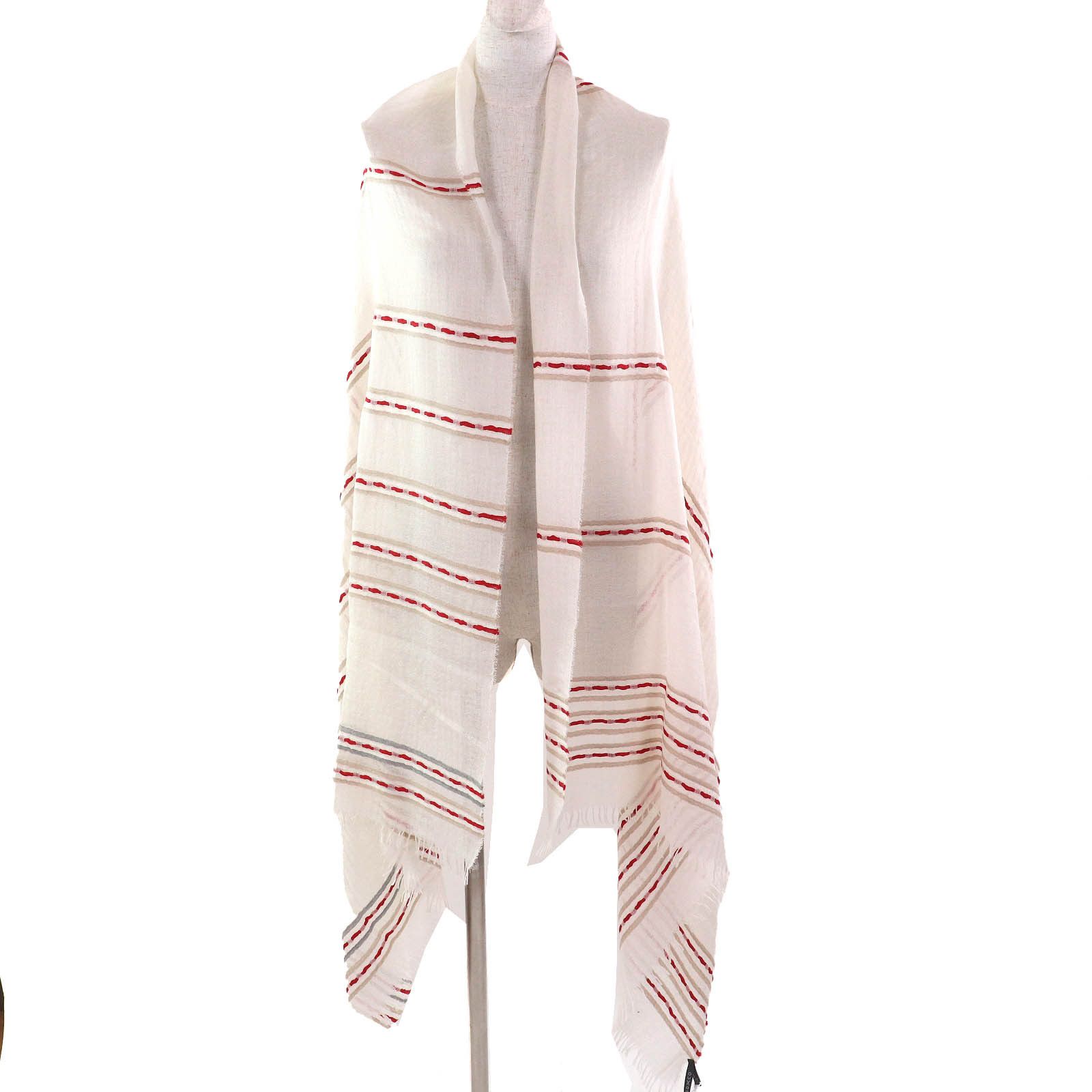 Other Other Begg&Co BERBER Barber Mini fringe cashmere shawl Natural Material Shawl Size ONE SIZE - 5 Thumbnail