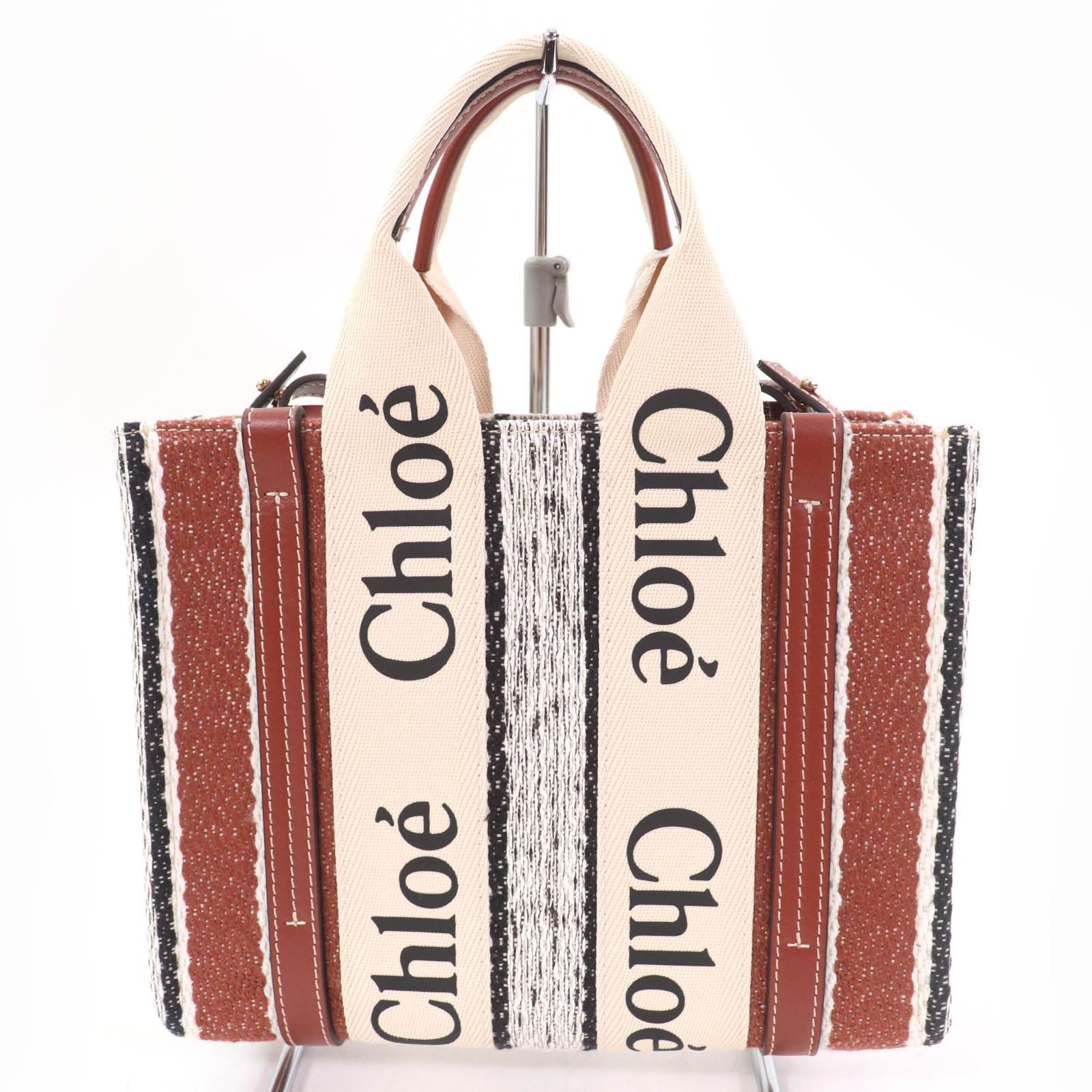 Chloe Chloe Chloe Woody Tote Bag Leather Linen 2way Tote Bag Leather Tote Bag CHC22 DUTY FREE for USA Size ONE SIZE - 3 Thumbnail