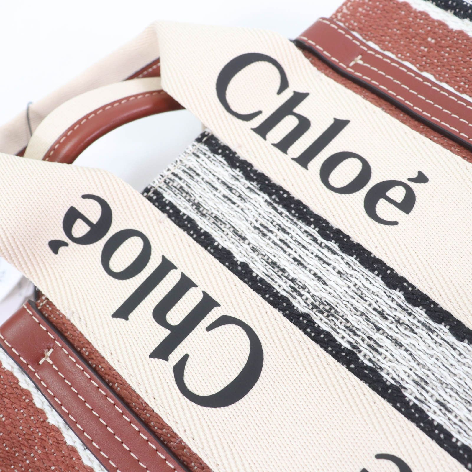 Chloe Chloe Chloe Woody Tote Bag Leather Linen 2way Tote Bag Leather Tote Bag CHC22 DUTY FREE for USA Size ONE SIZE - 10 Thumbnail