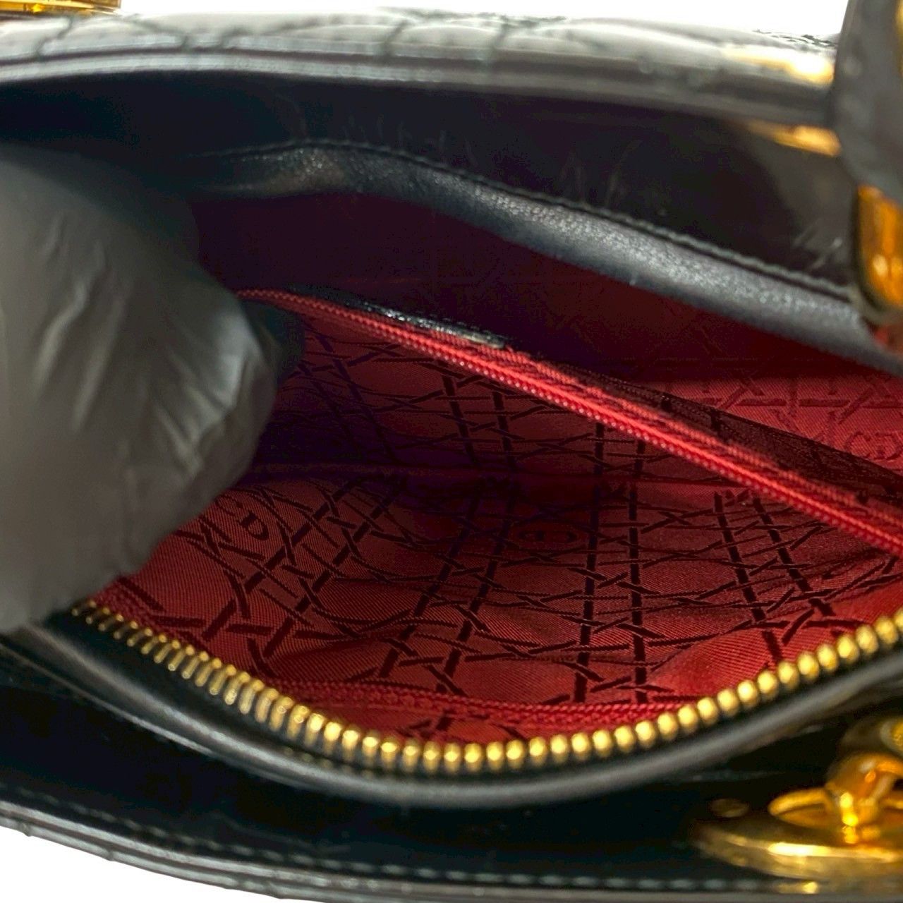 Dior Dior Christian Dior Lady Dior Patent Leather Handbag Enamel Handbag Size ONE SIZE - 11 Thumbnail