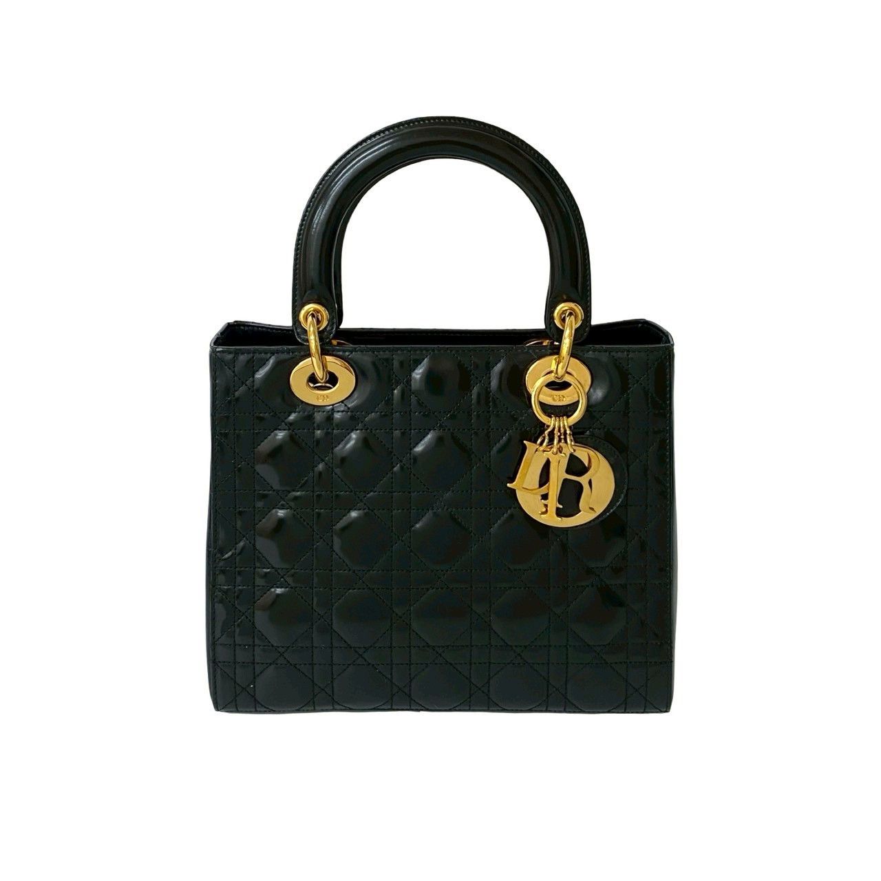 Dior Dior Christian Dior Lady Dior Patent Leather Handbag Enamel Handbag Size ONE SIZE - 2 Thumbnail