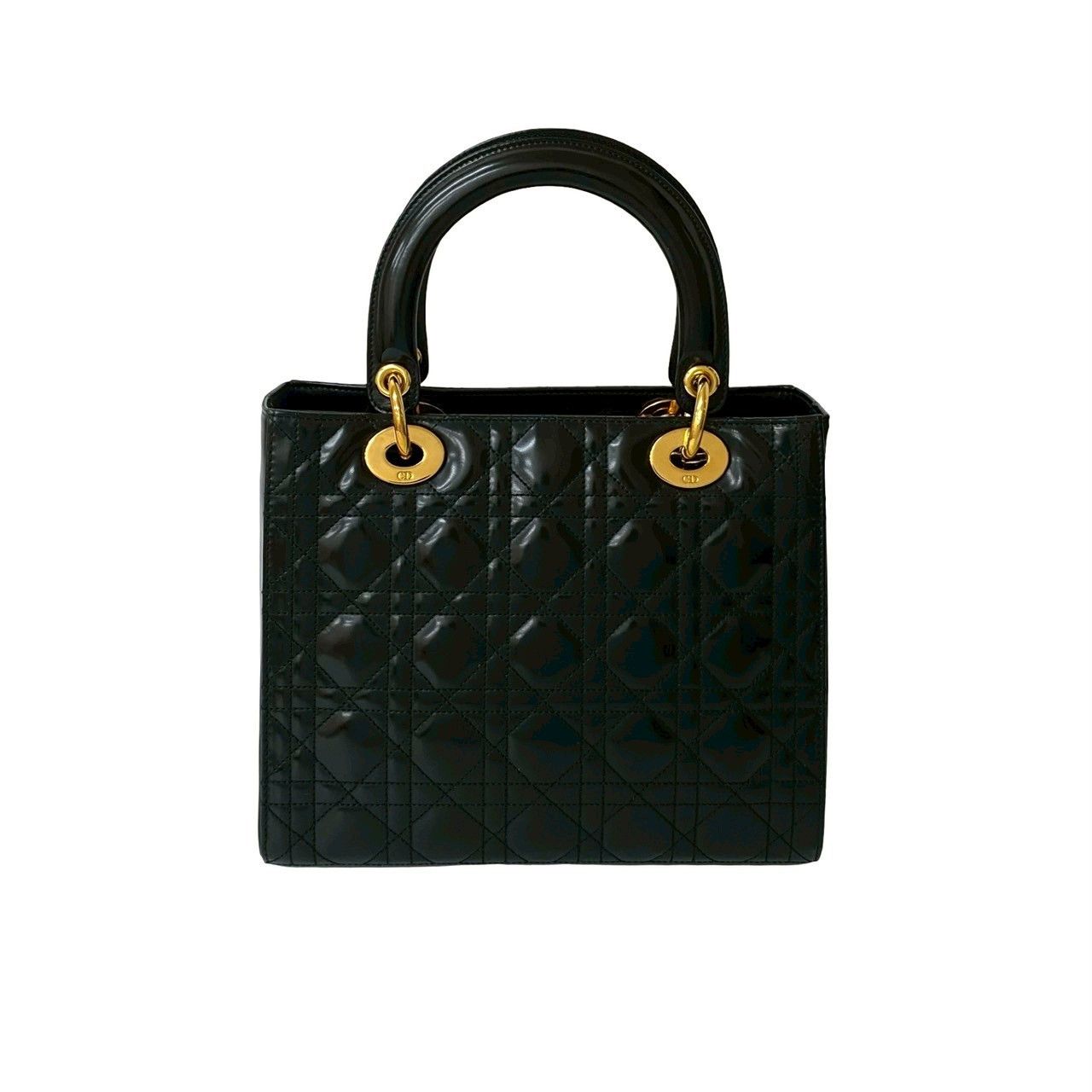 Dior Dior Christian Dior Lady Dior Patent Leather Handbag Enamel Handbag Size ONE SIZE - 4 Thumbnail