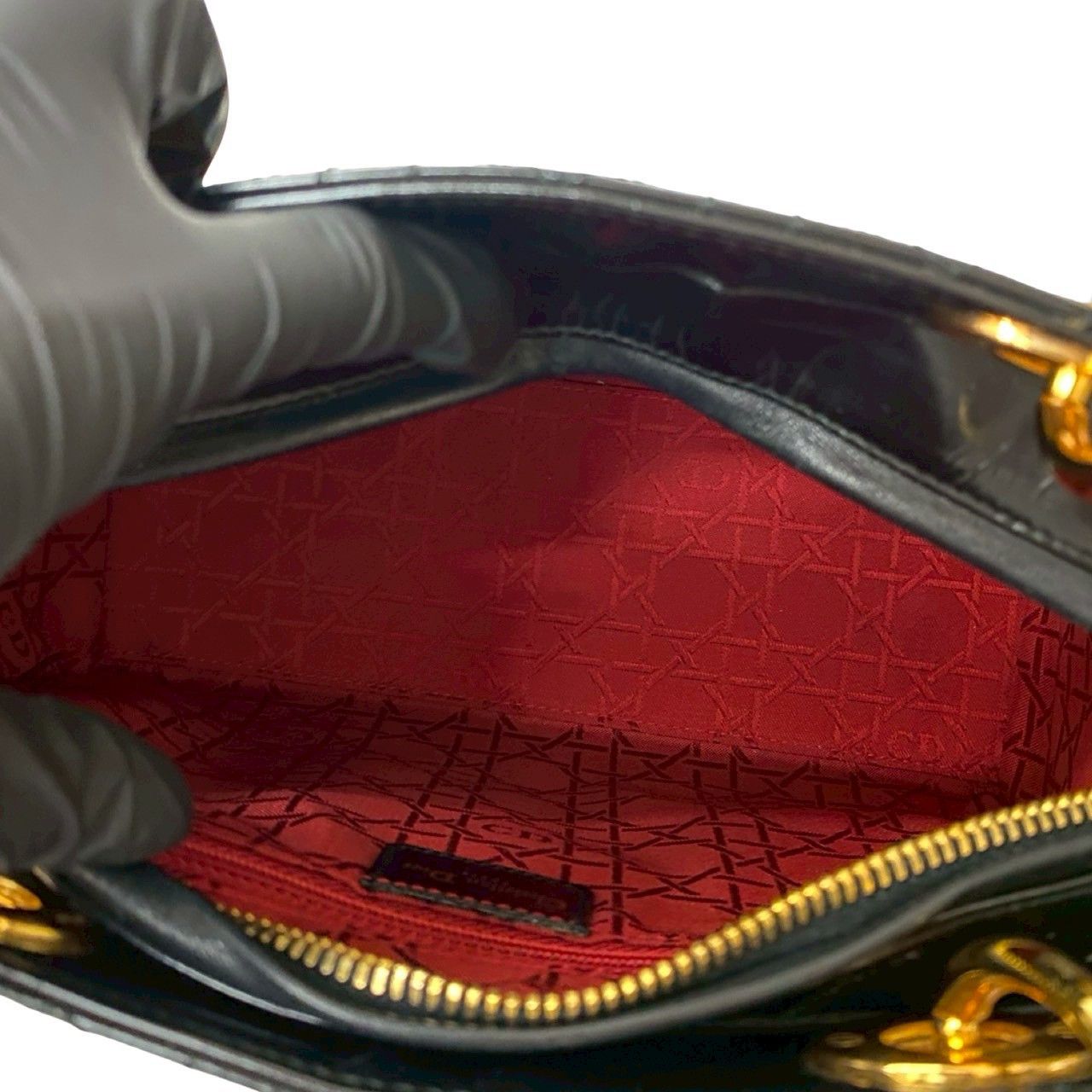 Dior Dior Christian Dior Lady Dior Patent Leather Handbag Enamel Handbag Size ONE SIZE - 10 Thumbnail