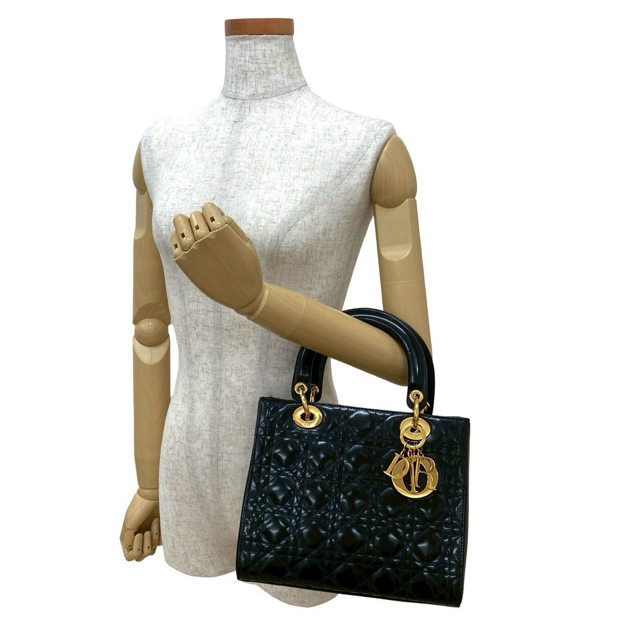 Dior Dior Christian Dior Lady Dior Patent Leather Handbag Enamel Handbag Size ONE SIZE - 3 Thumbnail