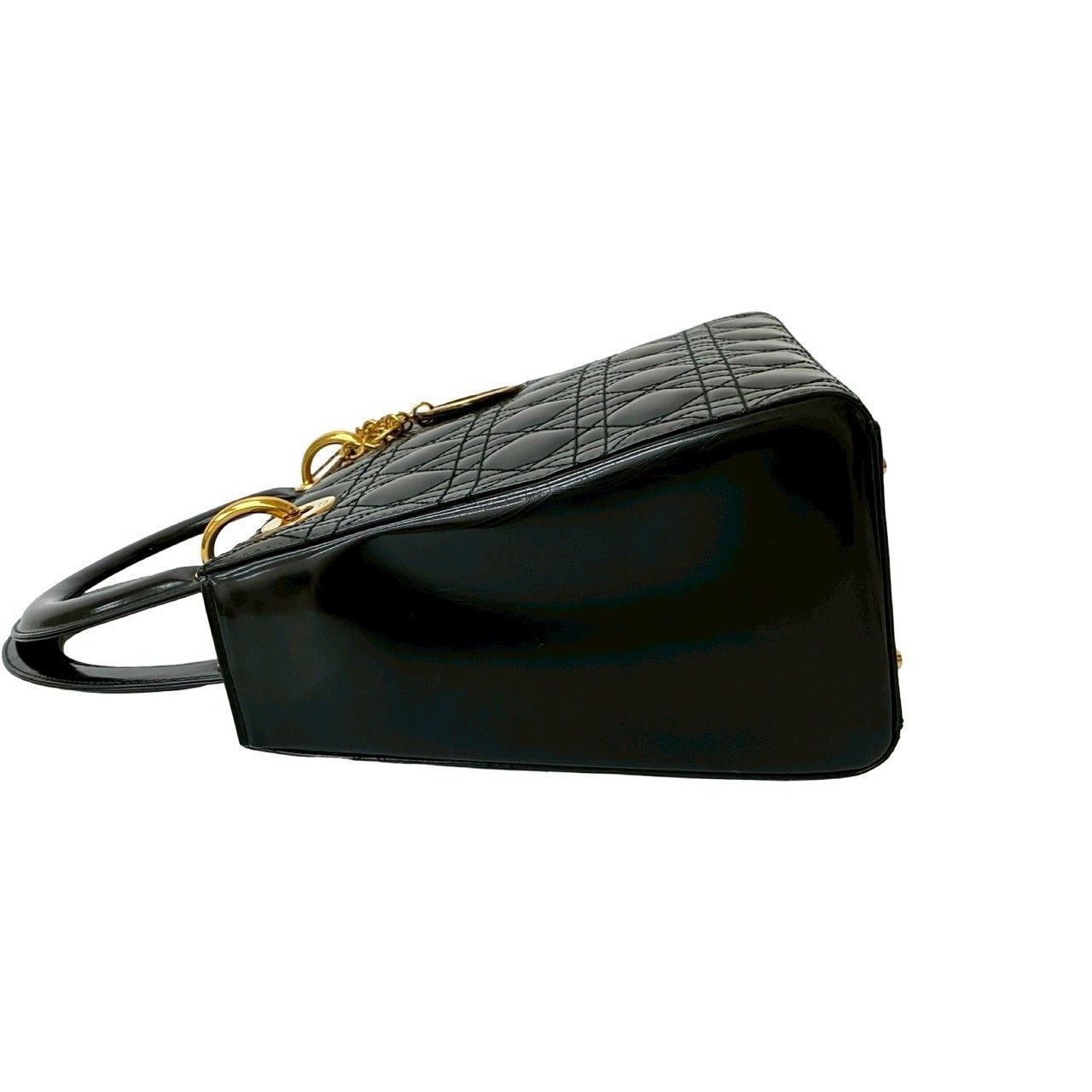 Dior Dior Christian Dior Lady Dior Patent Leather Handbag Enamel Handbag Size ONE SIZE - 6 Thumbnail