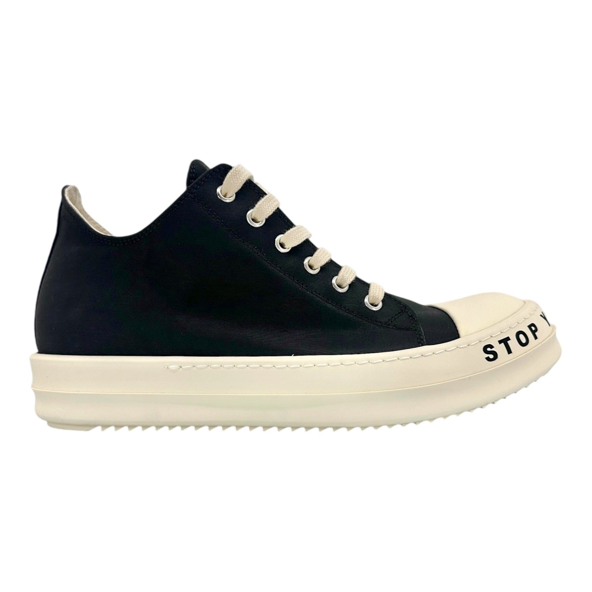 靴 RICK OWENS RAMONS ROW 40 Rick Owens DRKSHDW Low Ramones Twill Sneakers - Black/Milk