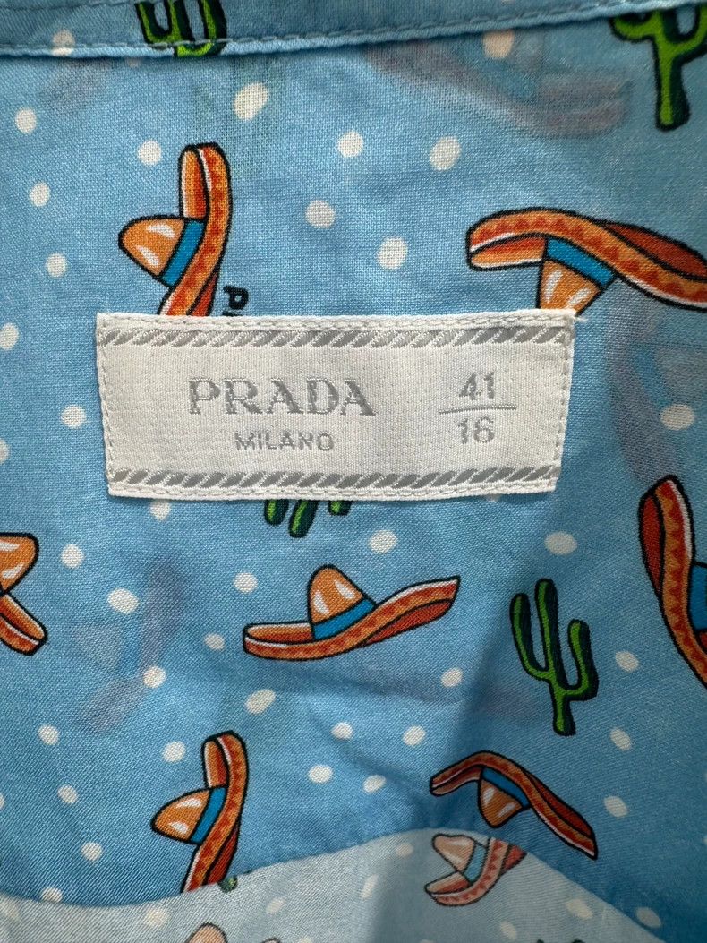 Prada PRADA Blue Printed Long Sleeve Shirt Size US M / EU 48-50 / 2 - 3 Thumbnail